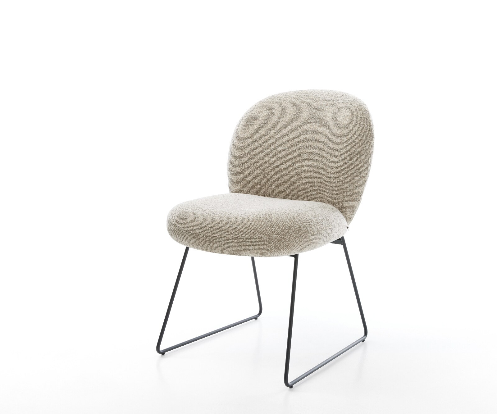 Eetkamerstoel Nube-Flex geweven stof beige slipframe zwart pocketveer kern