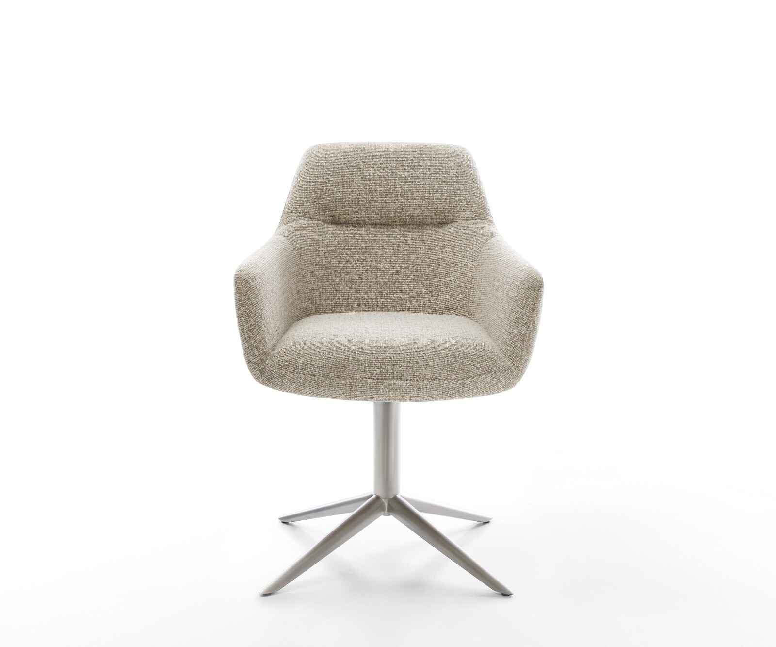 Draaistoel Pejo-Flex geweven stof beige kruispoot roestvrij staal 360° draaibaar rocker-functie pocketveer kern 2