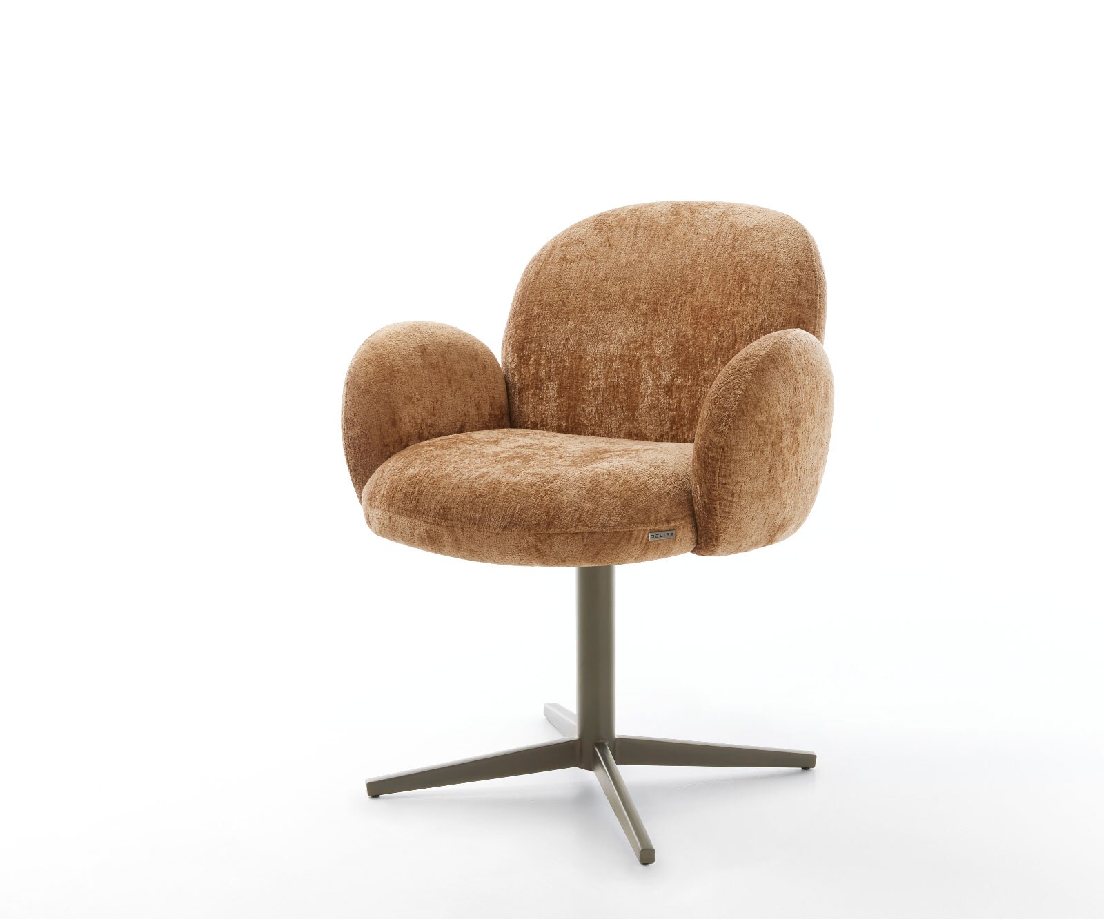 Draaistoel Nube-Flex met armleuning chenille Roest kruispoot afwerking met titanium 360° draaibaar pocketveer kern