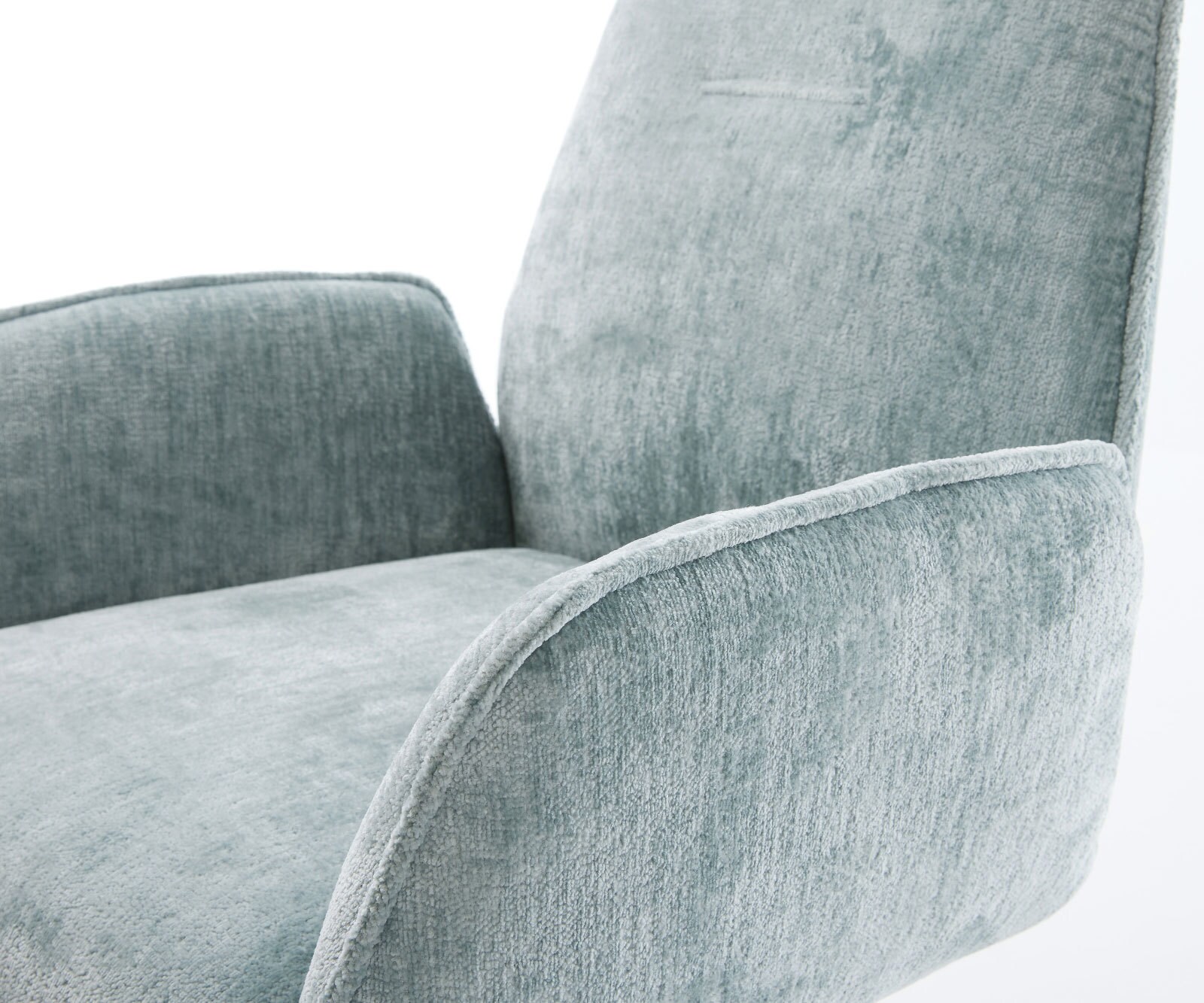 Draaistoel Zoa-Flex chenille pastelblauw kruispoot roestvrij staal 360° draaibaar rocker-functie pocketveer kern 4