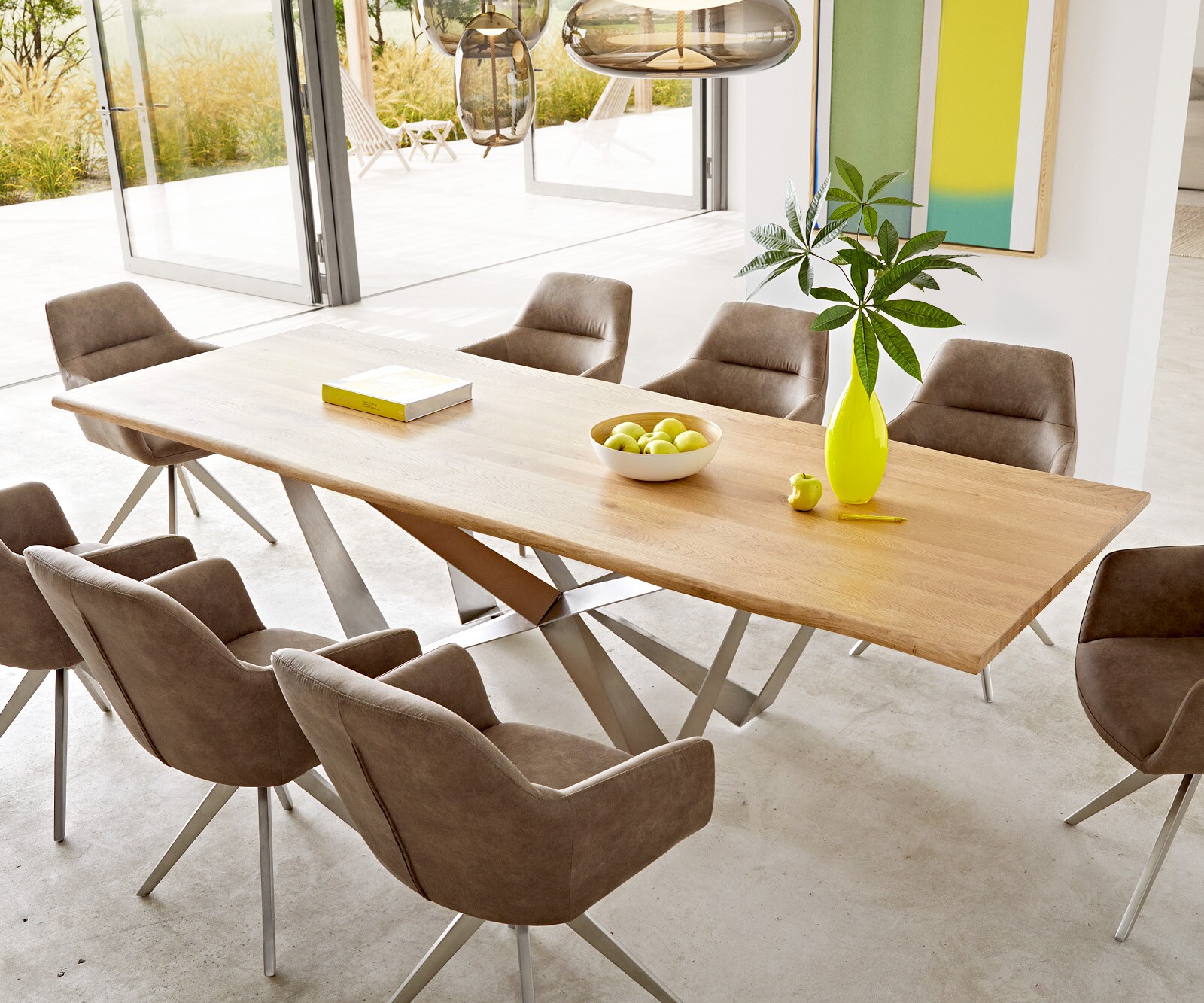 Eettafel Edge 260x100x2,5-3 eiken natuur Spider staal  roestvrij staal  Live-Edge