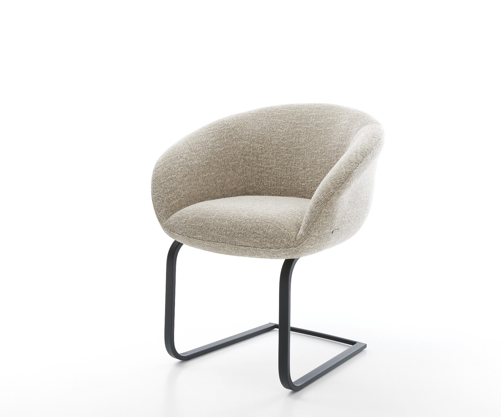 Sledemodel Vinka-Flex met armleuning geweven stof beige sledemodel vlak zwart pocketveer kern 1