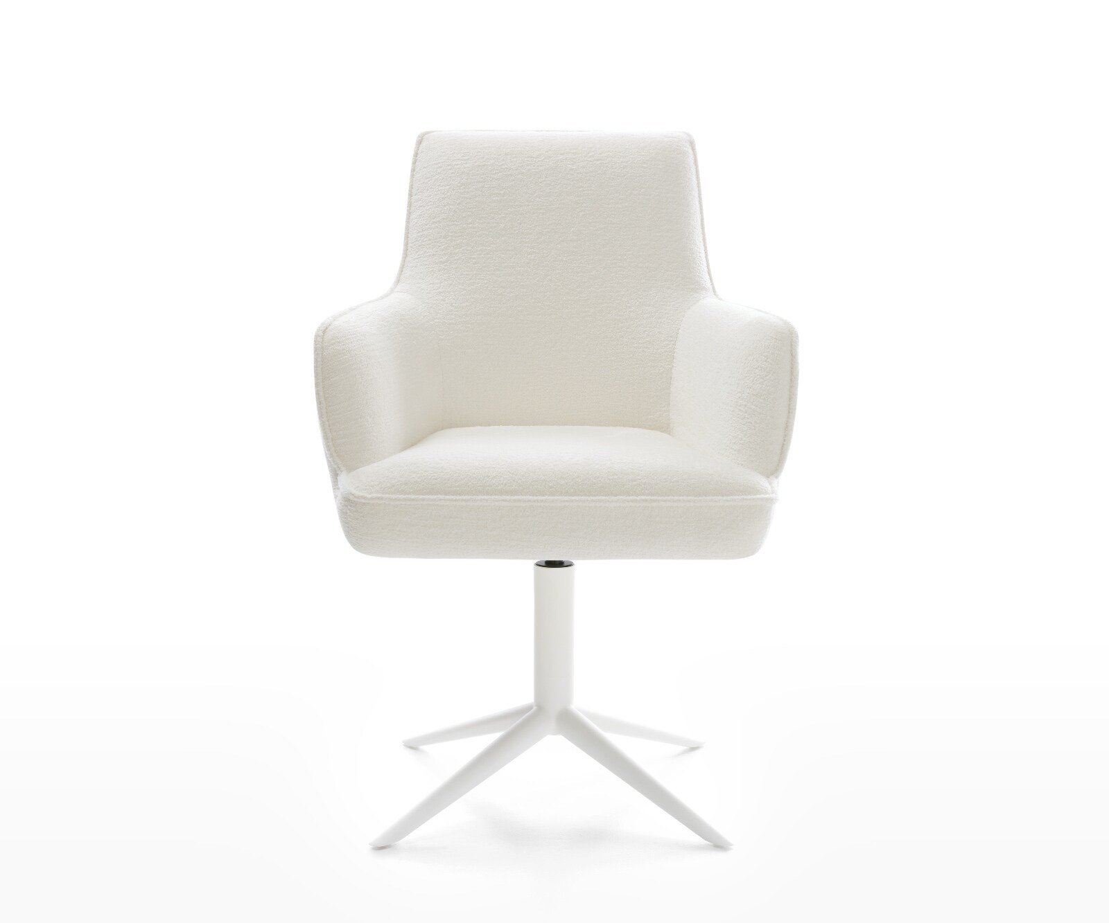 Draaistoel Heira-Flex met armleuning bouclé zacht beige kruispoot wit 360° draaibaar rocker-functie pocketveer kern 2