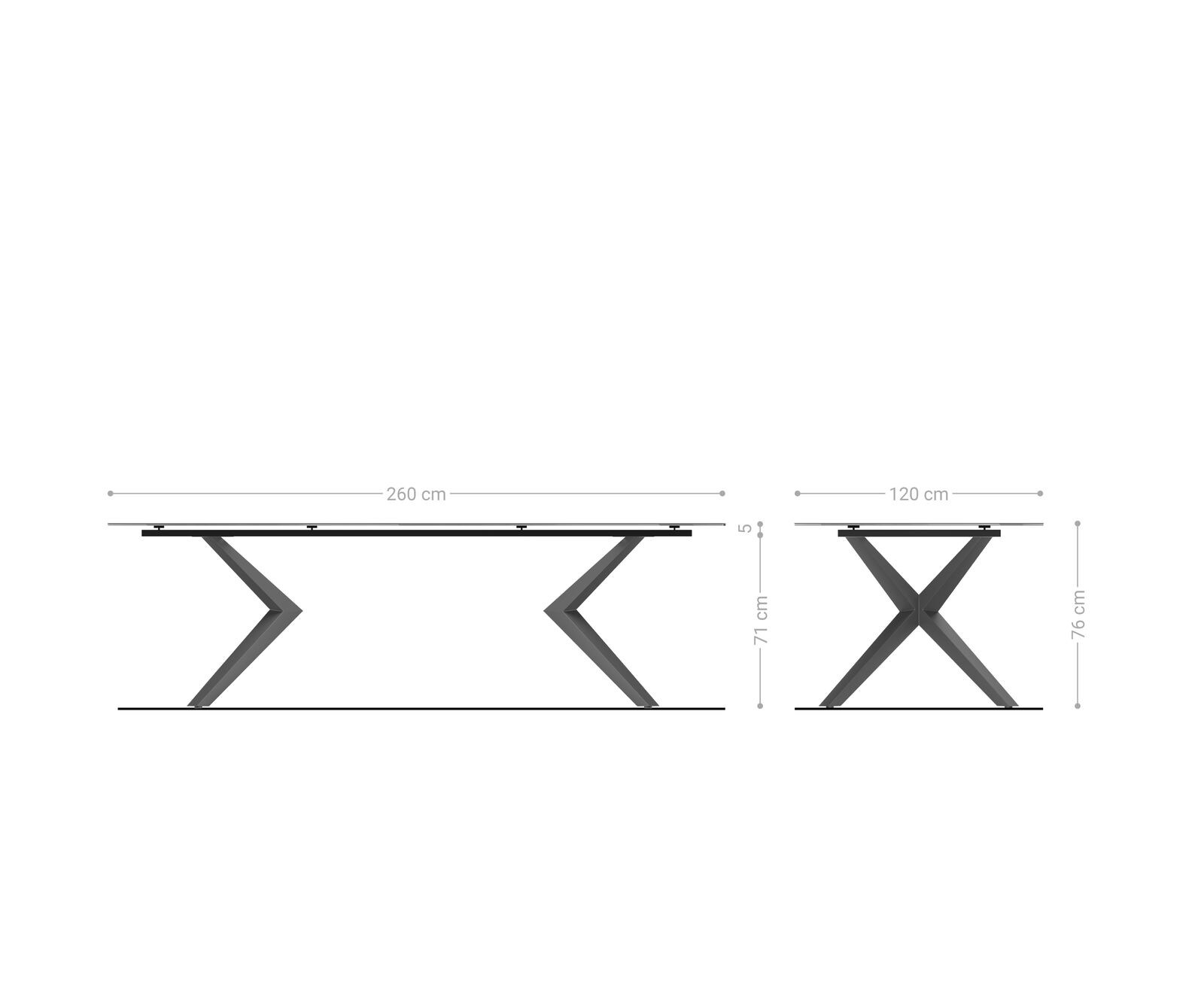 Eettafel Edge Boot 260x120 cm Keramiek Laminam® Sabbia Eichefarbig Zenthara hoekig Roestvrij staal 8