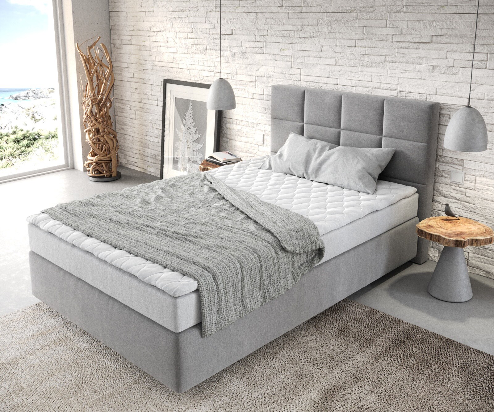 Boxspringbed Dream-Fine 120x200 microvezel grijs 3