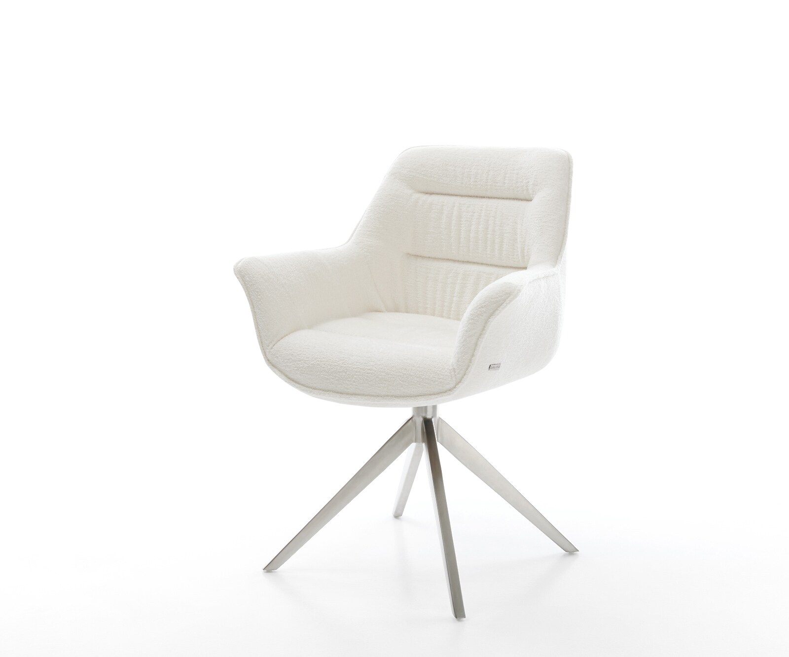 Draaistoel Kaira-Flex bouclé zacht beige kruisframe breed roestvrij staal 360° draaibaar rocker-functie 1