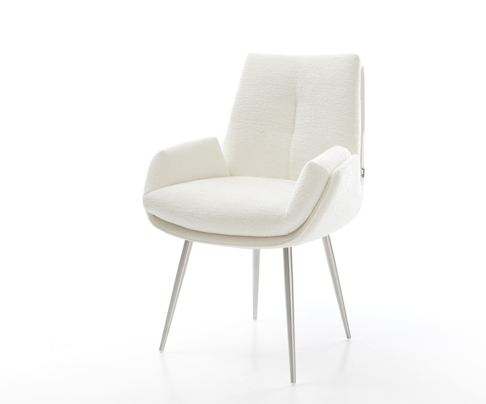 Eetkamerstoel Clea-Flex bouclé zacht beige 4-poot conisch roestvrij staal pocketveer kern 1