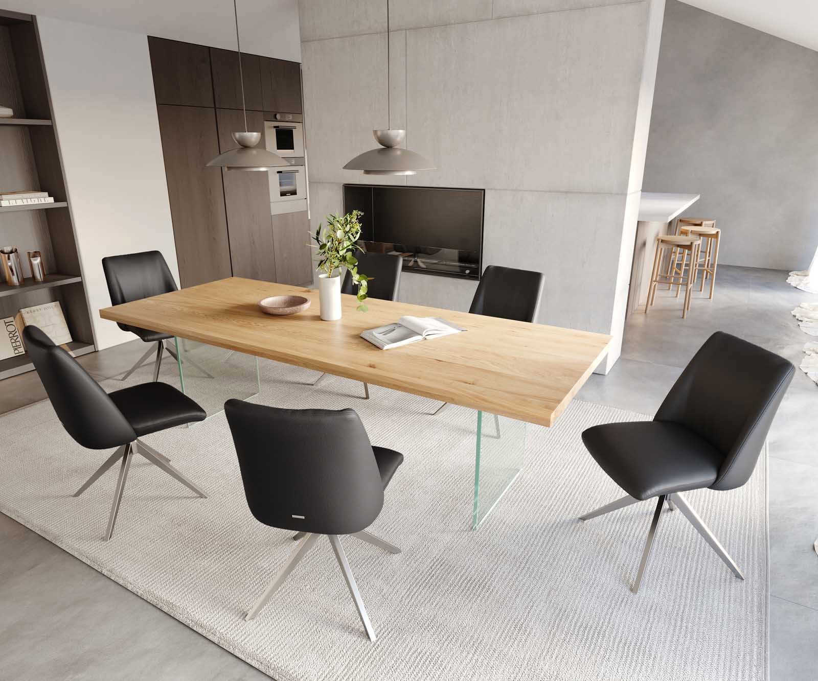 Draaistoel Elso-Flex echt leer zwart kruisframe breed roestvrij staal 360° draaibaar pocketveer kern 4 Draaistoel Elso-Flex echt leer zwart kruisframe breed roestvrij staal 360° draaibaar pocketveer kern 4