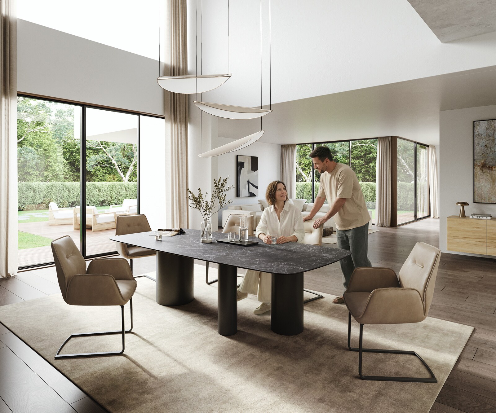 Eettafel Edge Boot 260x120 cm Keramiek Laminam® Nero Greco Anthrazit Troa Metaal Zwart 5