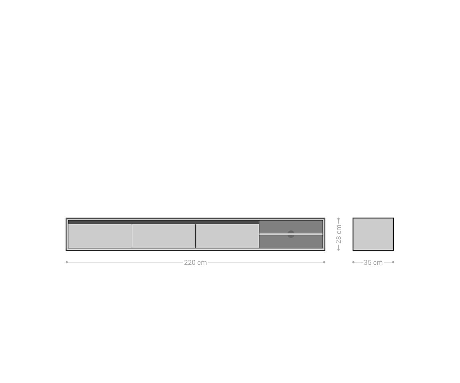 Tv-meubel Budaya 220 cm mango natuur 3 deurs zwevend 9