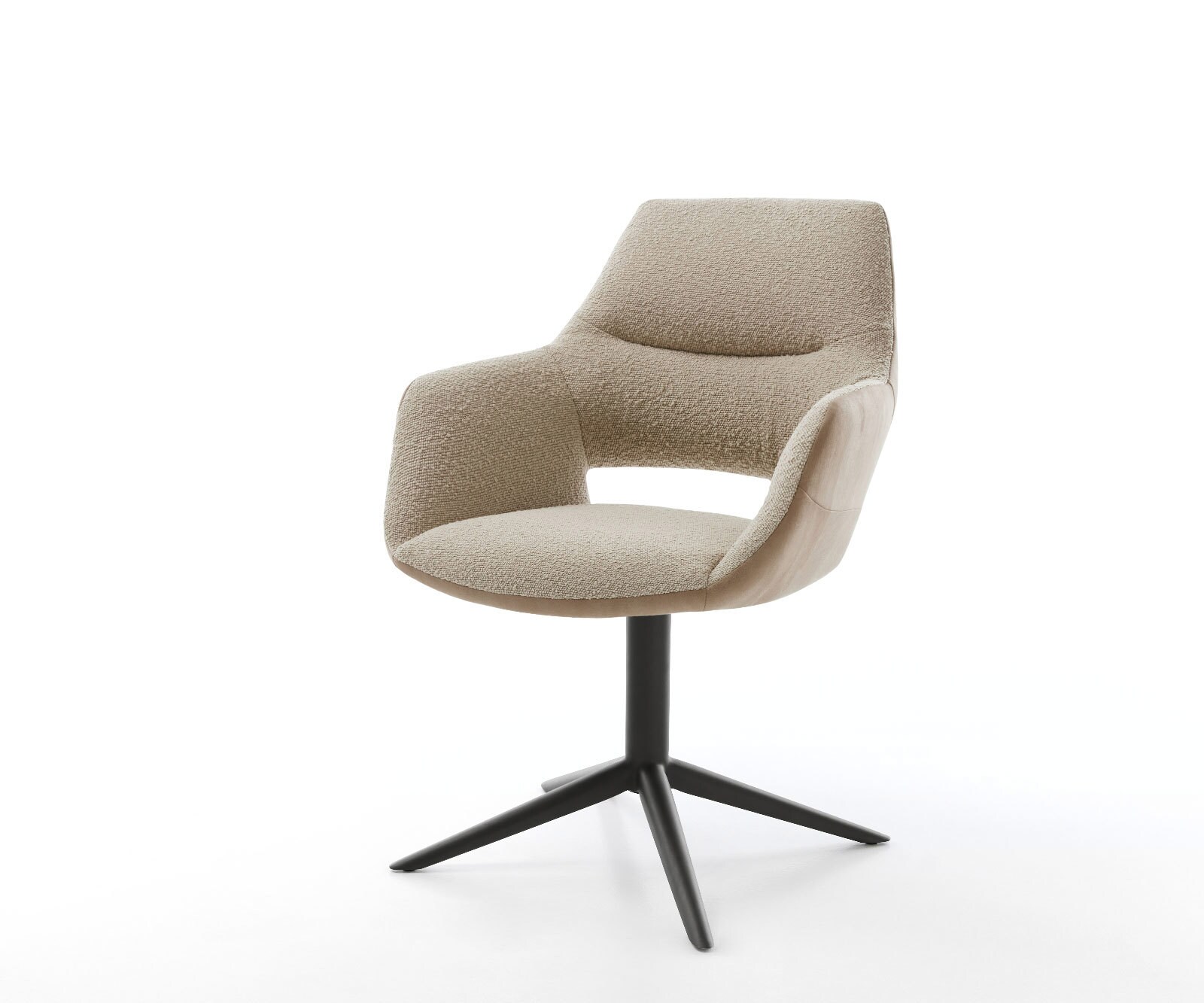 Draaistoel Yago-Flex met armleuning materiaalmix mud kruispoot zwart 360° draaibaar rocker-functie pocketveer kern