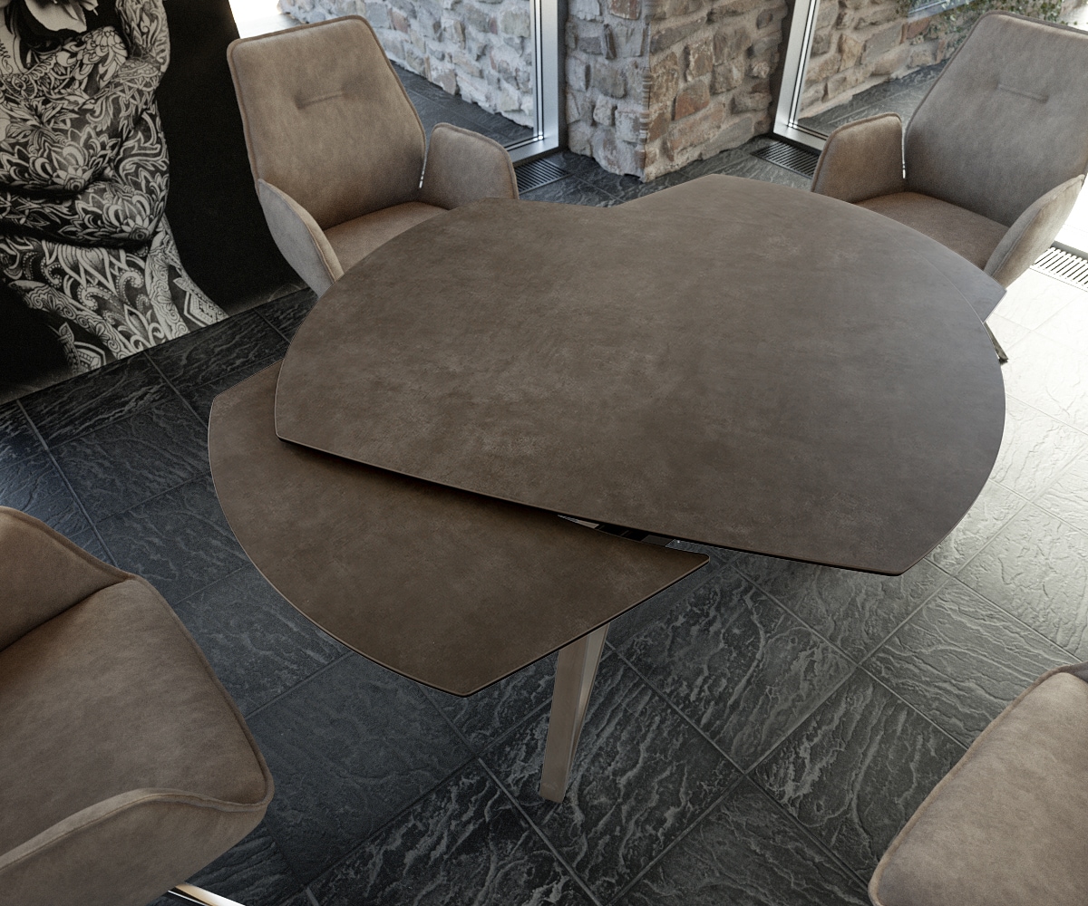 Eettafel Carlow 130/200x95 cm keramisch bruin roestvrij staal uitschuifbaar 2 Eettafel Carlow 130/200x95 cm keramisch bruin roestvrij staal uitschuifbaar 2