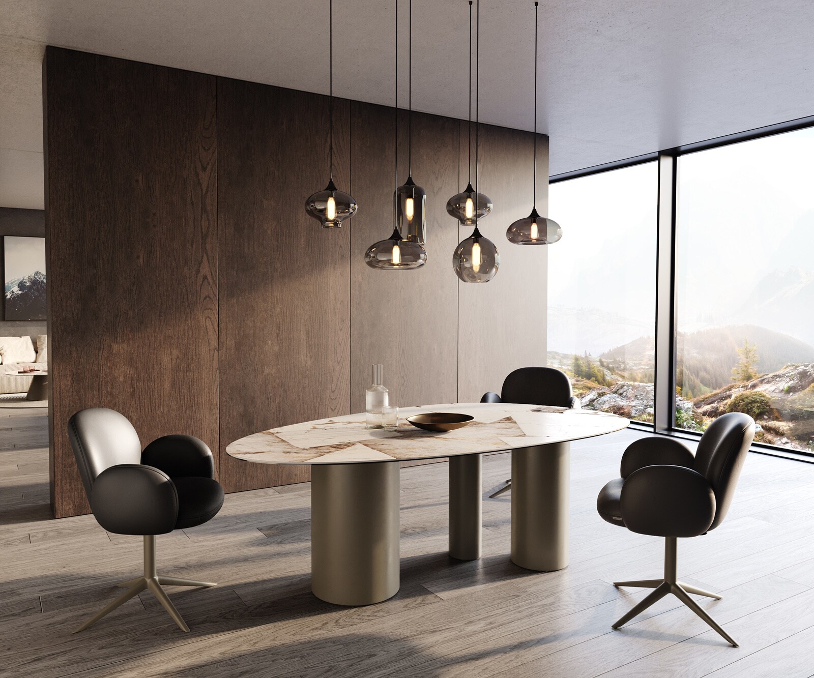 Eettafel Edge Oval 220x120 keramiek  Iris FMG Patagonia Lappato Troa metaal effectafwerking Titan 6