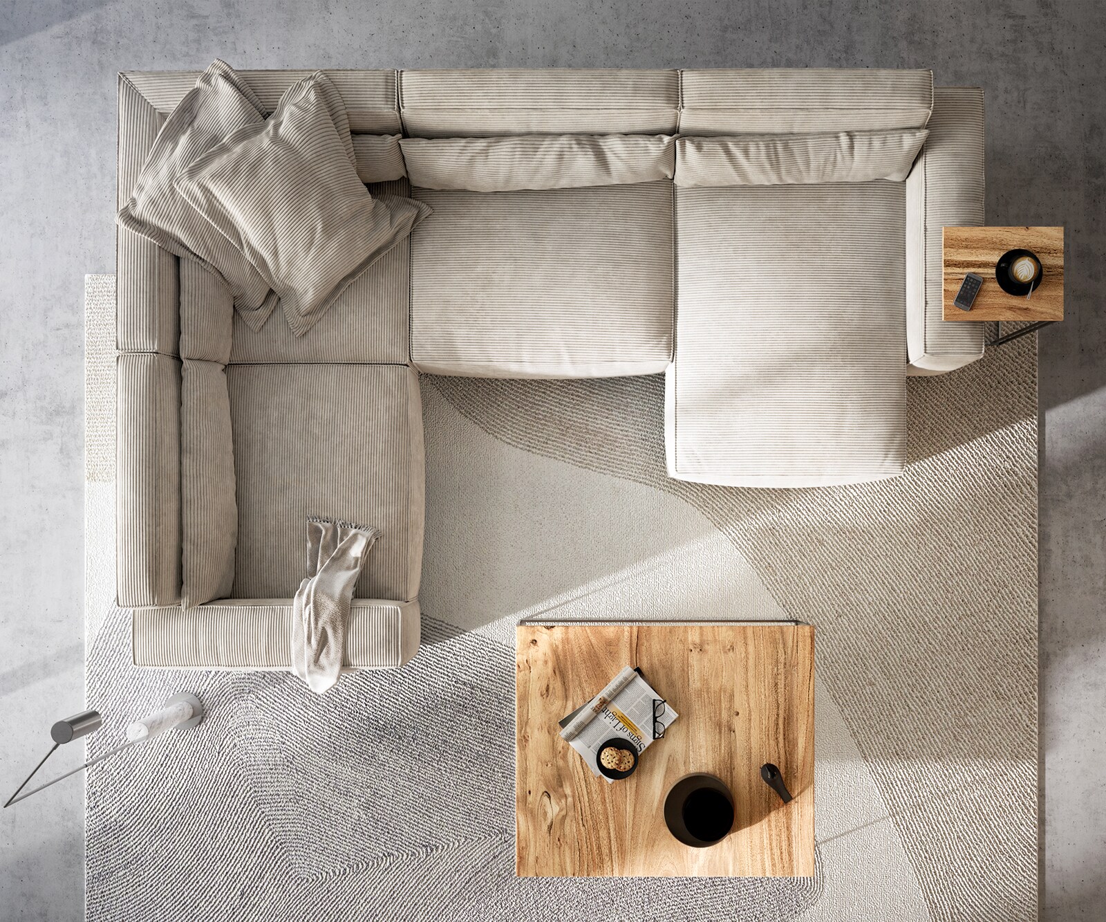 Woonkamerlandschap Sirpio 300x210 cm Snoer beige recamiere variabel 6