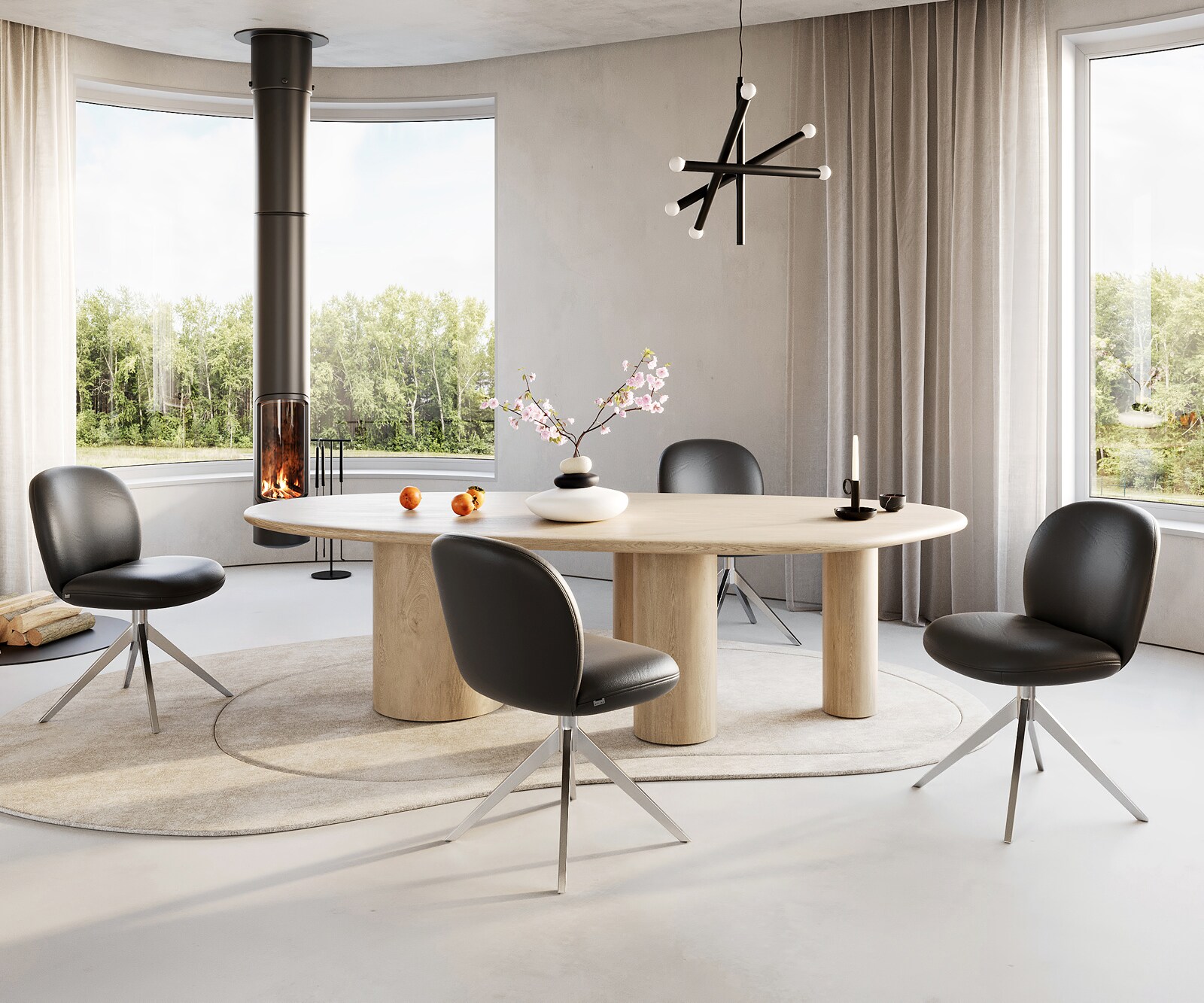 Draaistoel Nube-Flex echt leer zwart kruisframe breed roestvrij staal 360° draaibaar pocketveer kern 3 Draaistoel Nube-Flex echt leer zwart kruisframe breed roestvrij staal 360° draaibaar pocketveer kern 3