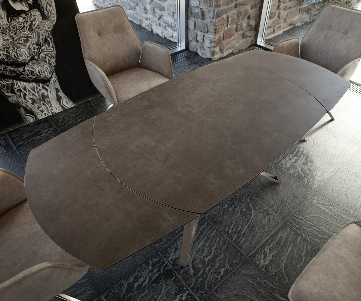 Eettafel Carlow 130/200x95 cm keramisch bruin roestvrij staal uitschuifbaar 4