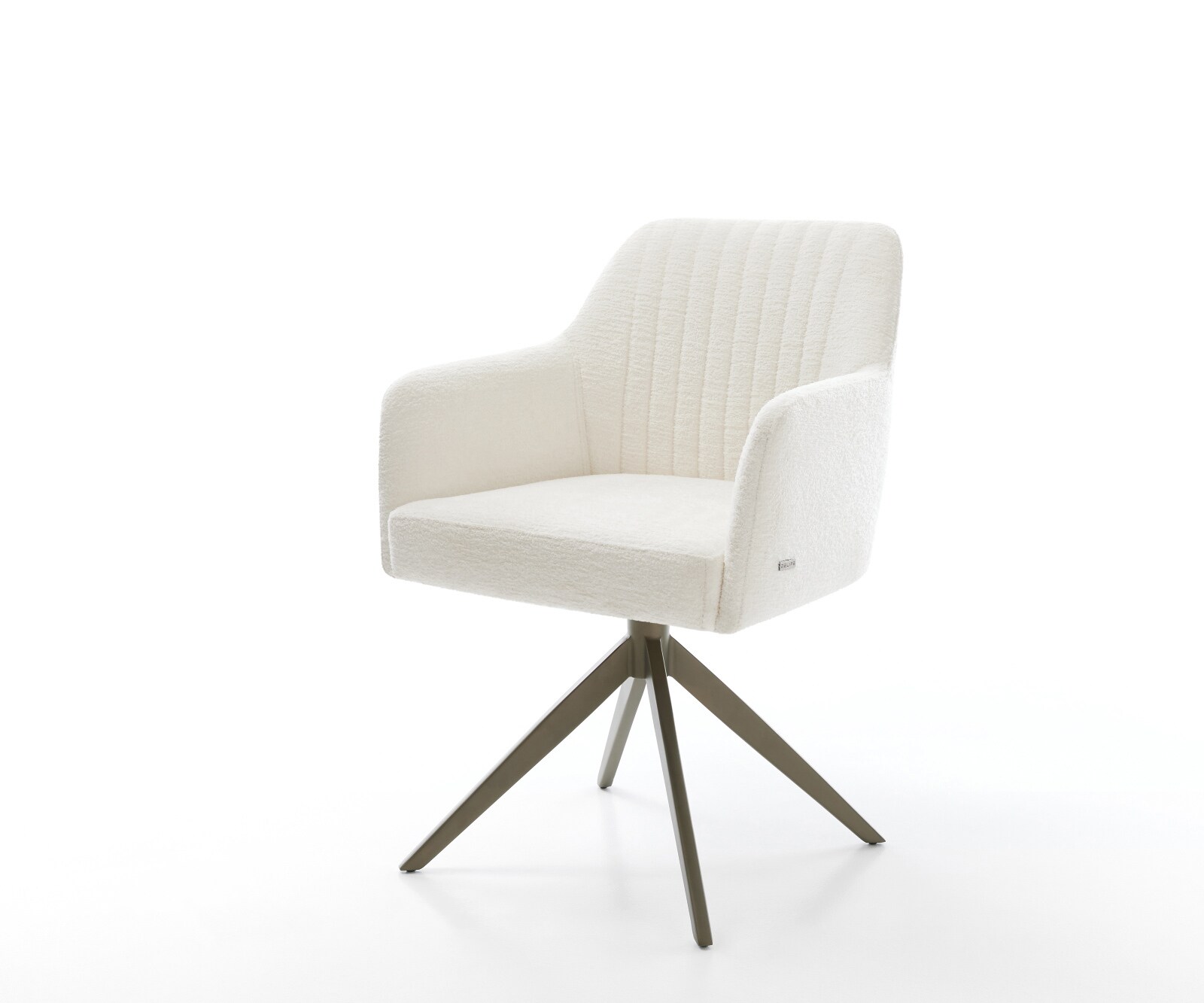 Draaistoel Greg-Flex bouclé zacht beige kruisframe breed afwerking met titanium 360° draaibaar rocker-functie pocketveer kern 1