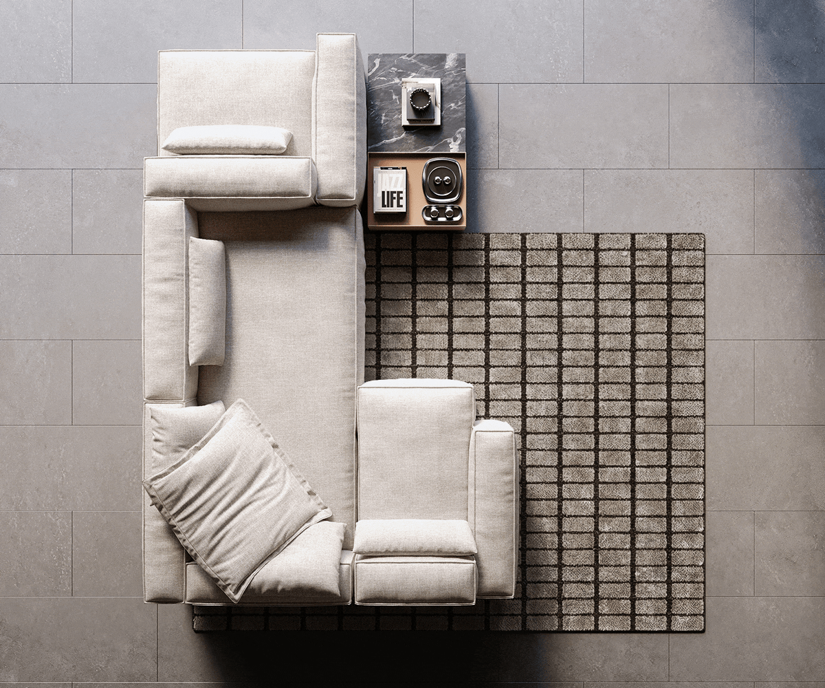 Woonkamer landschap Freestyle 360x290 cm Zachte Geweven stof Beige kedernaad 5