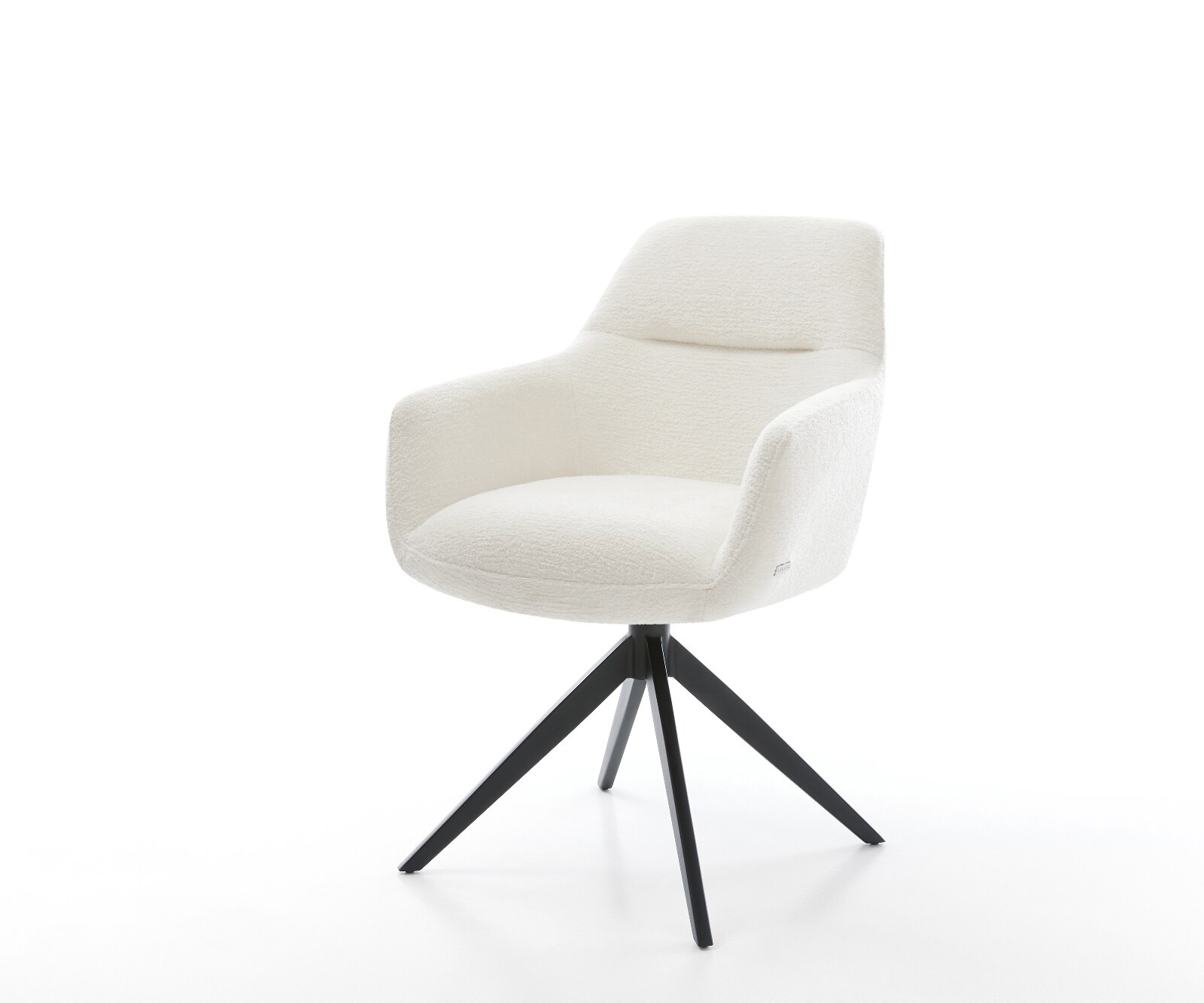 Draaistoel Pejo-Flex bouclé zacht beige kruisframe breed zwart 360° draaibaar rocker-functie pocketveer kern 1