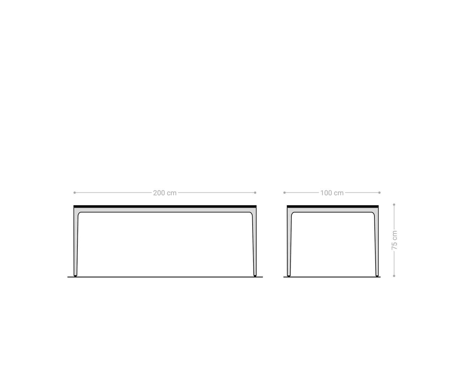 Eettafel Escina 200x100 cm keramiek Laminam®Noir Desir Bruin Aluminium onderstel 9