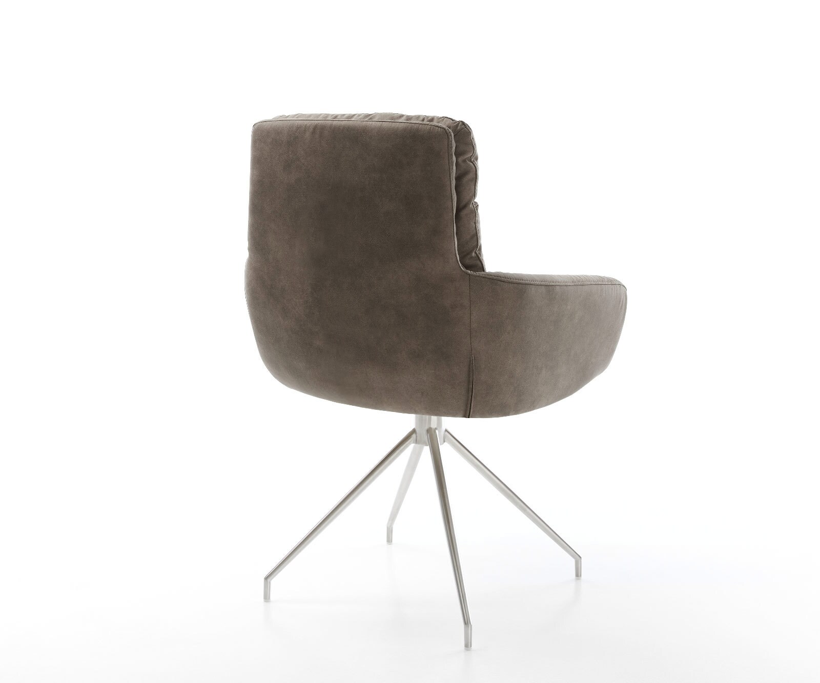 Eetkamerstoel Abelia-Flex met armleuning microvelours taupe vintage kruisframe conisch roestvrij staal 4 Eetkamerstoel Abelia-Flex met armleuning microvelours taupe vintage kruisframe conisch roestvrij staal 4