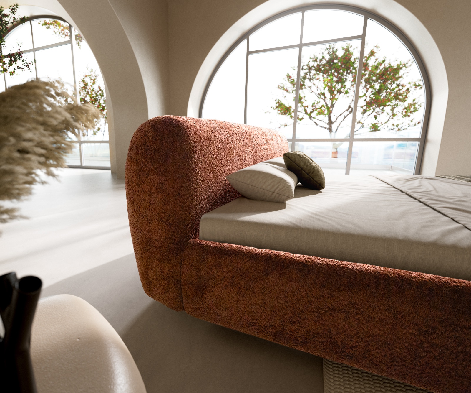 Shona gestoffeerd bedframe 180x200 cm teddy stof roest 4 Shona gestoffeerd bedframe 180x200 cm teddy stof roest 4