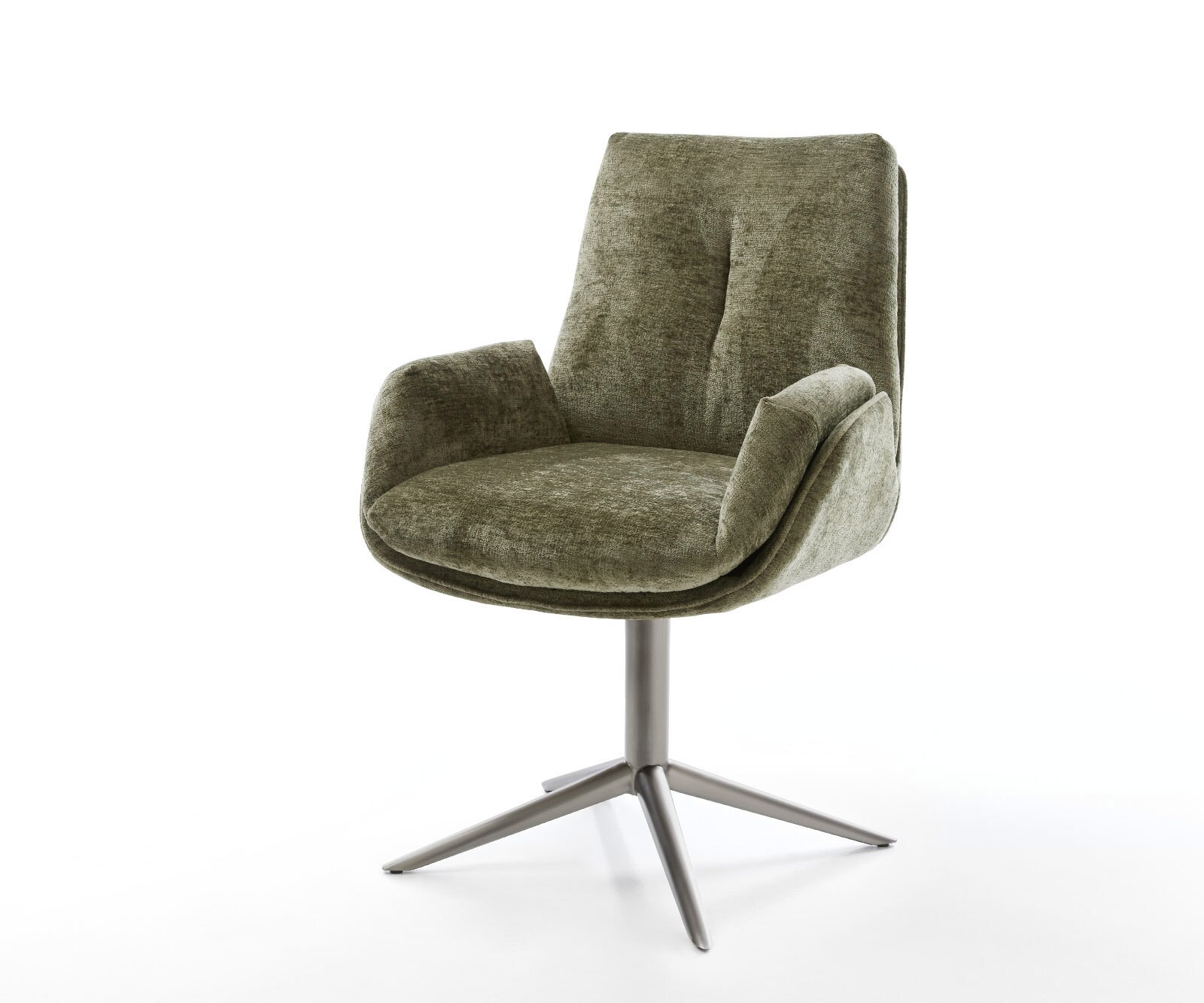 Draaistoel Clea-Flex chenille olijfgroen kruispoot grafiet 360° draaibaar rocker-functie 1