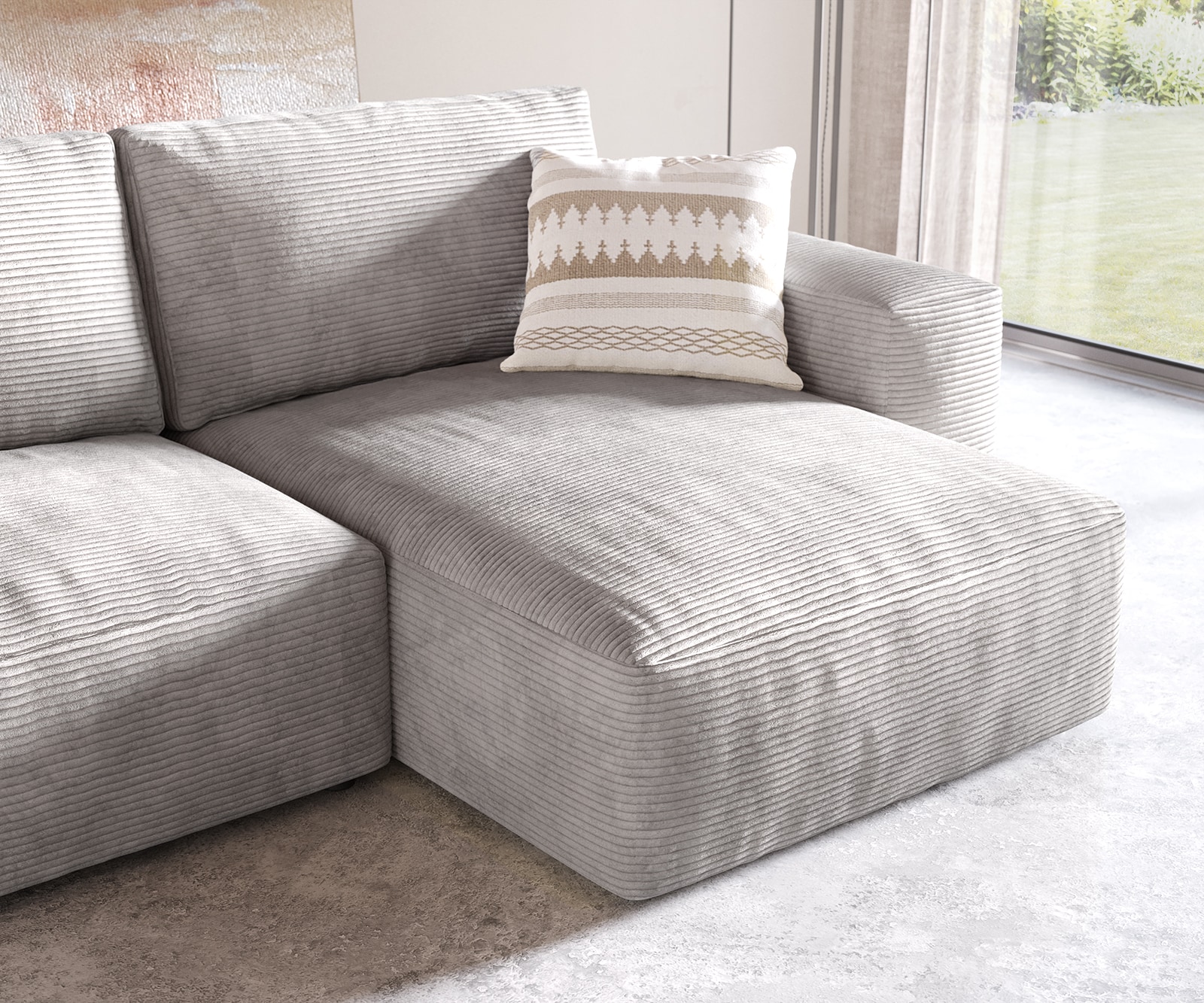 Hoekbank Lanzo L 260x160 cm Koord Zilver Grijs Recamiere variabel 5 Hoekbank Lanzo L 260x160 cm Koord Zilver Grijs Recamiere variabel 5
