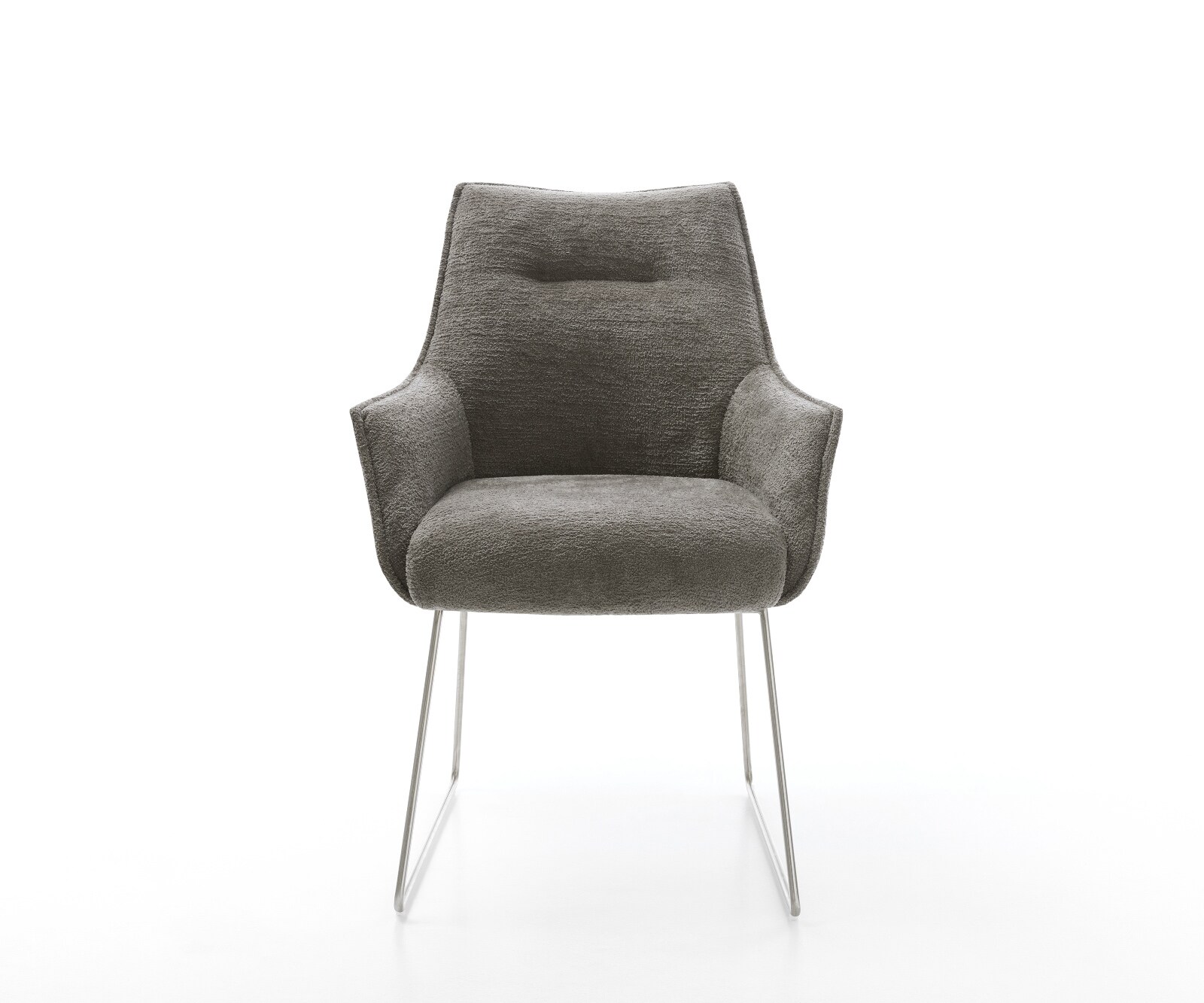 Eetkamerstoel Alja-Flex met armleuning bouclé zacht mud slipframe roestvrij staal pocketveer kern 2