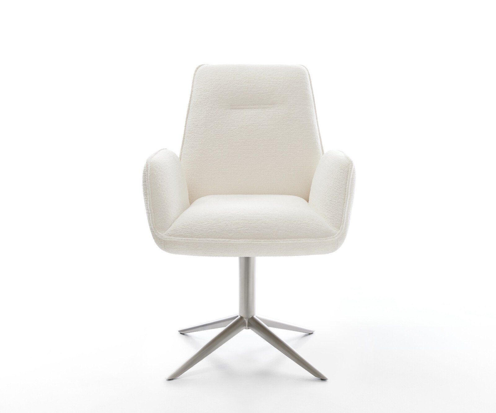 Draaistoel Zoa-Flex bouclé zacht beige kruispoot roestvrij staal 360° draaibaar rocker-functie pocketveer kern 2