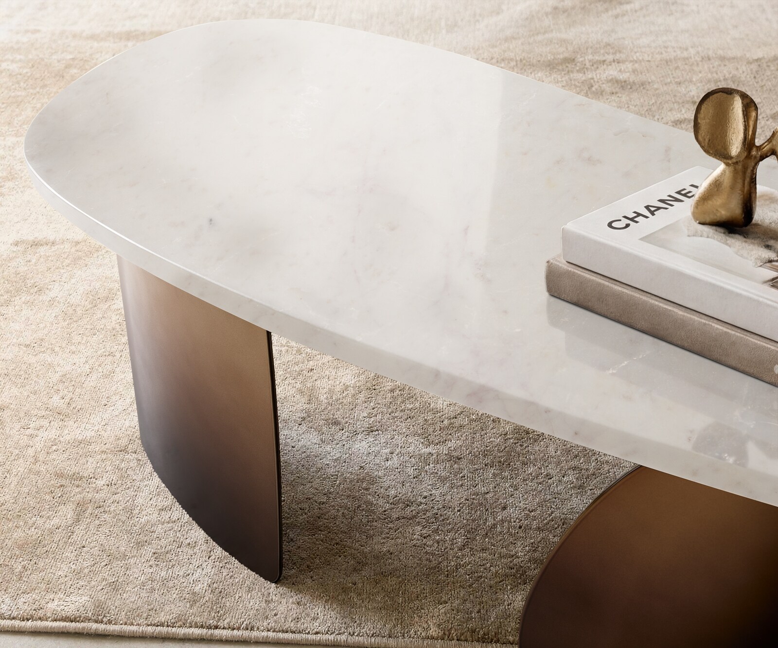 Salontafel Marvello 100x50 cm marmer wit metaal gold fusion afwerking 3