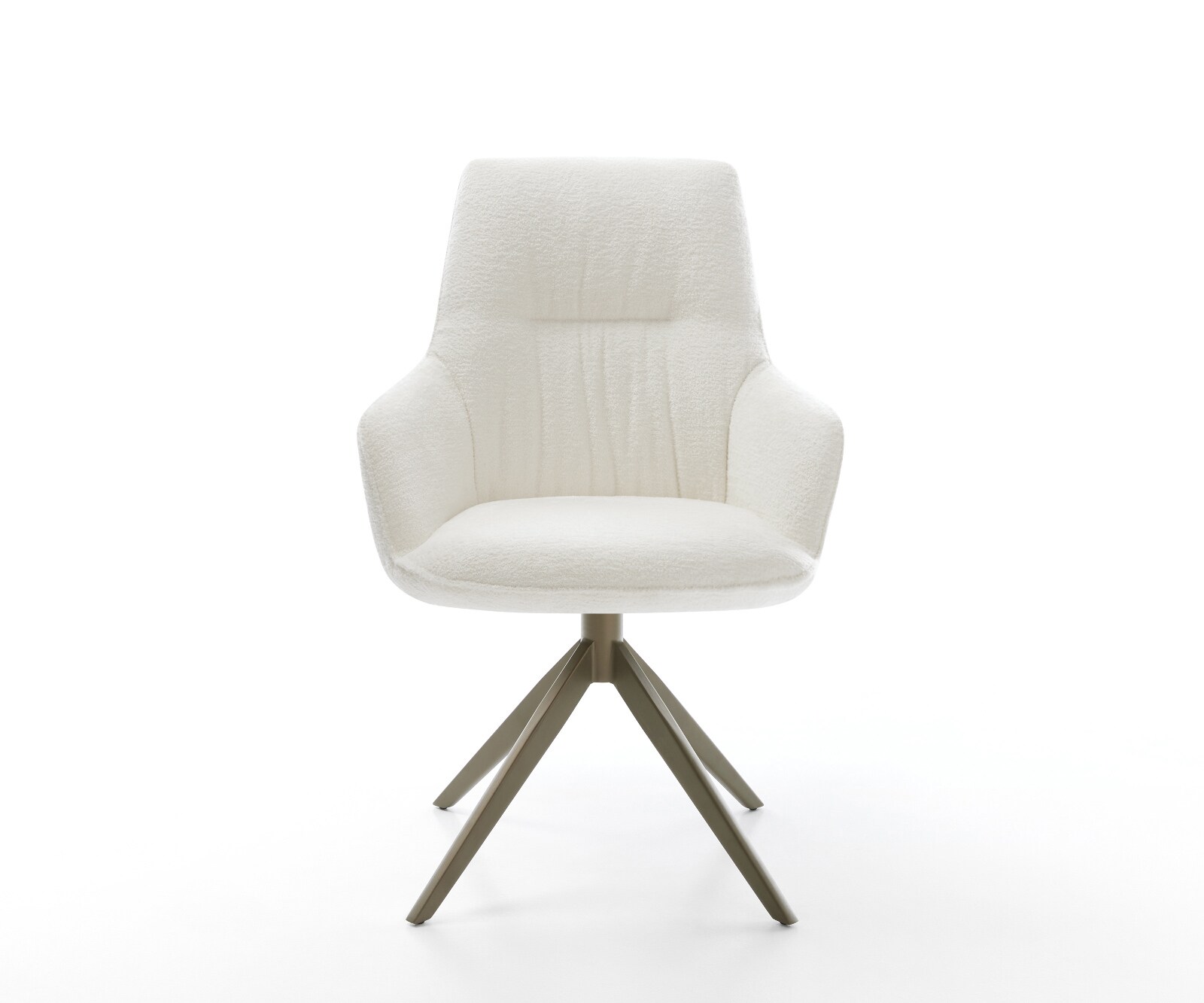 Draaistoel Zelia-Flex met armleuning bouclé zacht beige kruisframe breed afwerking met titanium 360° draaibaar rocker-functie pocketveer kern 1