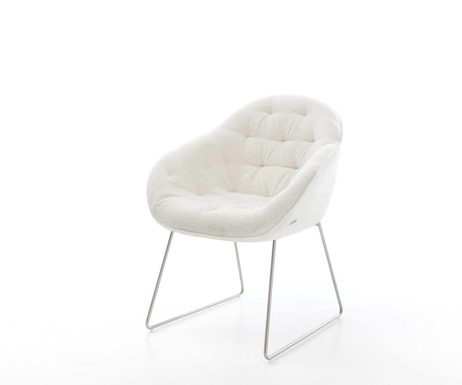 Eetkamerstoel Gaio-Flex bouclé zacht beige slipframe roestvrij staal