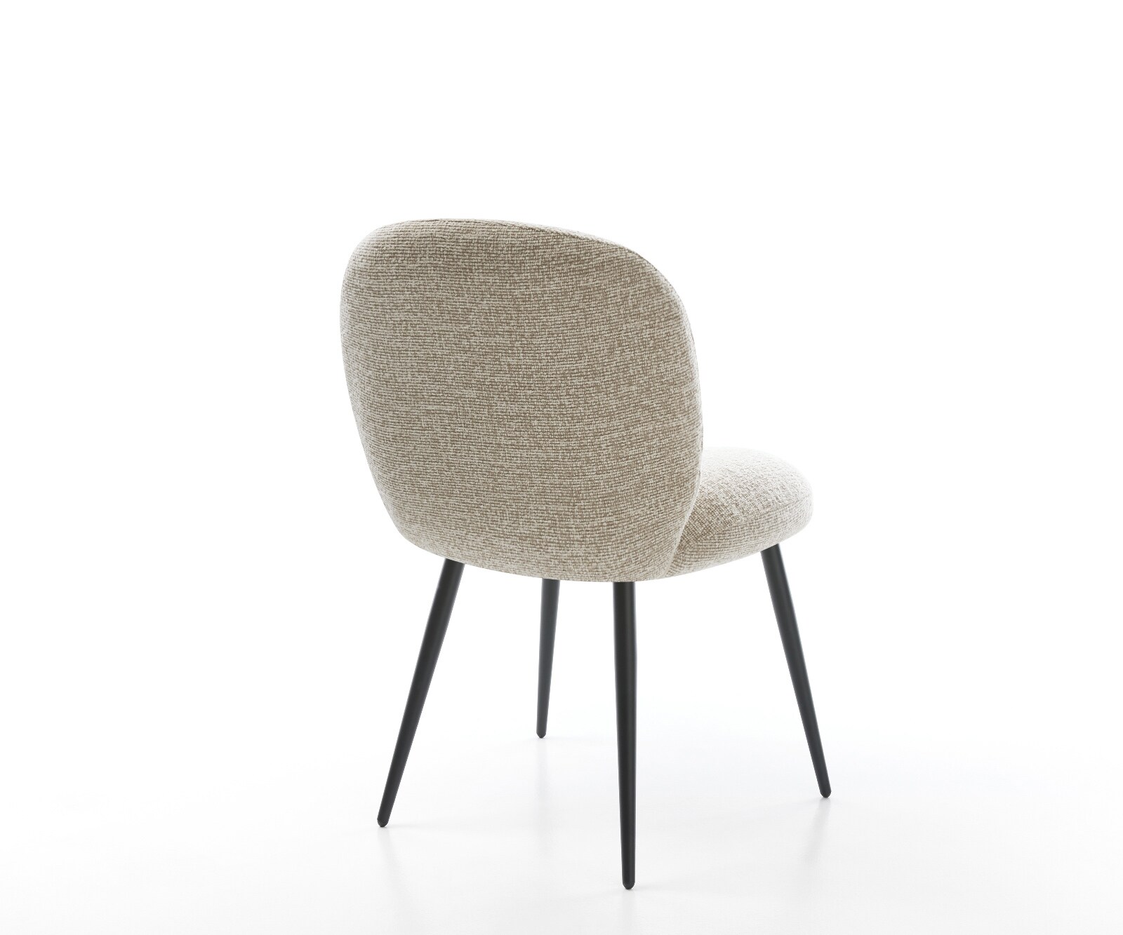 Eetkamerstoel Nube-Flex geweven stof beige 4-poot conisch zwart pocketveer kern 5