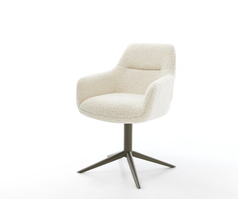 Draaistoel Pejo-Flex teddy beige kruispoot afwerking met titanium 360° draaibaar rocker-functie pocketveer kern