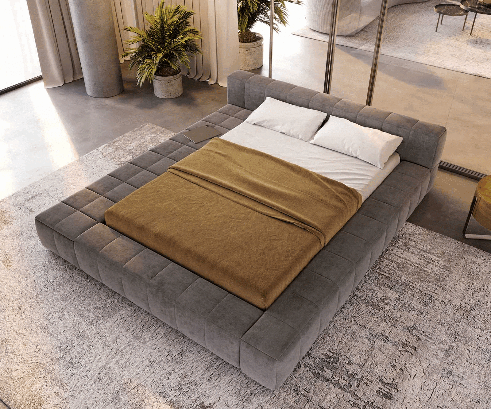 Espazio gestoffeerd bedframe 140x200 cm microvezel grijs met opbergruimte 3 Espazio gestoffeerd bedframe 140x200 cm microvezel grijs met opbergruimte 3