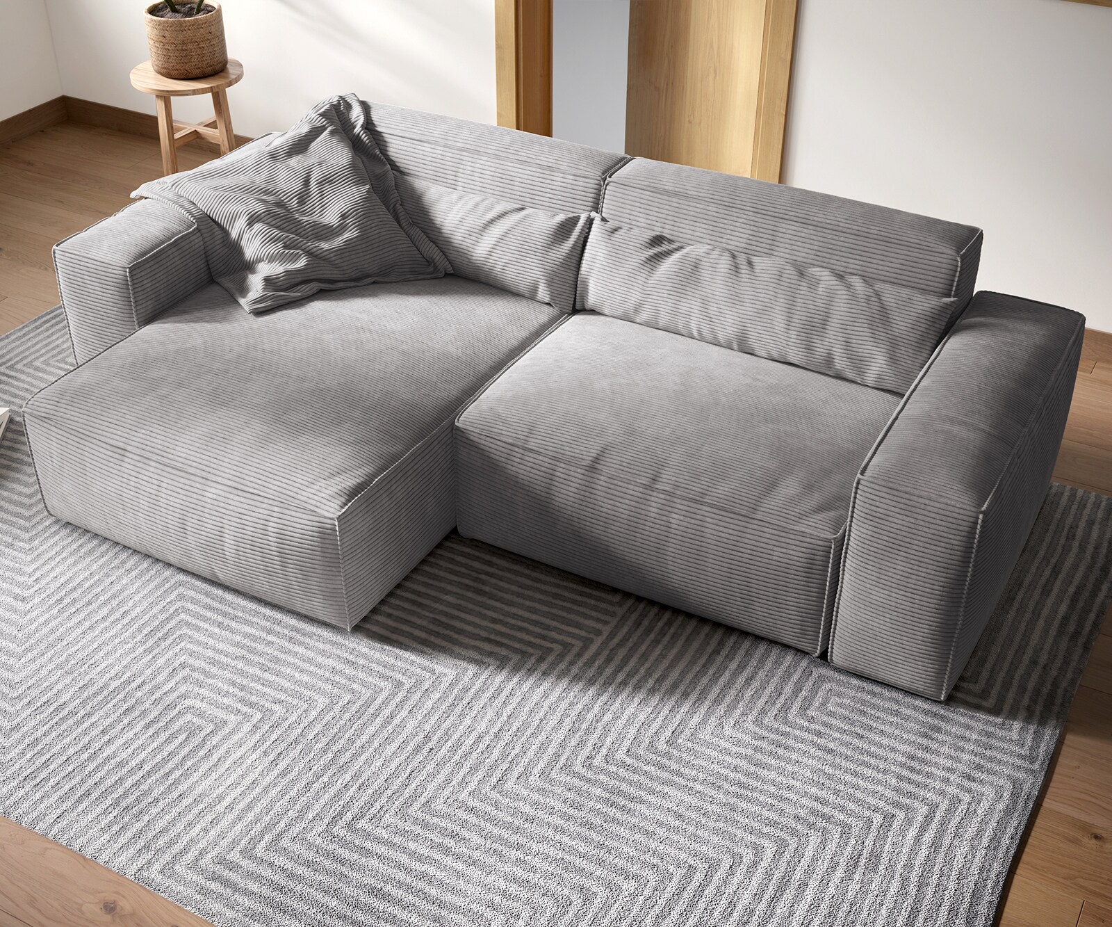 Hoekbank Sirpio XL 270x170 cm koord zilvergrijs recamiere variabele 3
