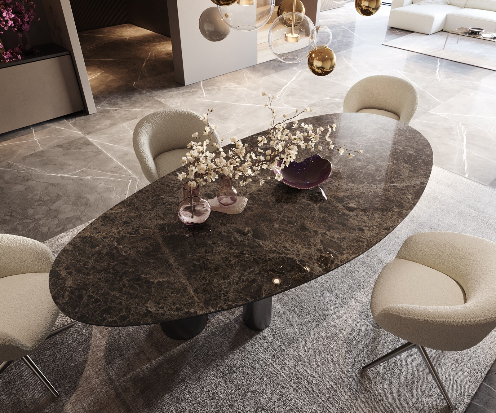 Eettafel Edge Ovaal Keramiek Emperador Extra Lucidato Donkerbruin 280x130 Troa Roestvrij staal Grafiet 4