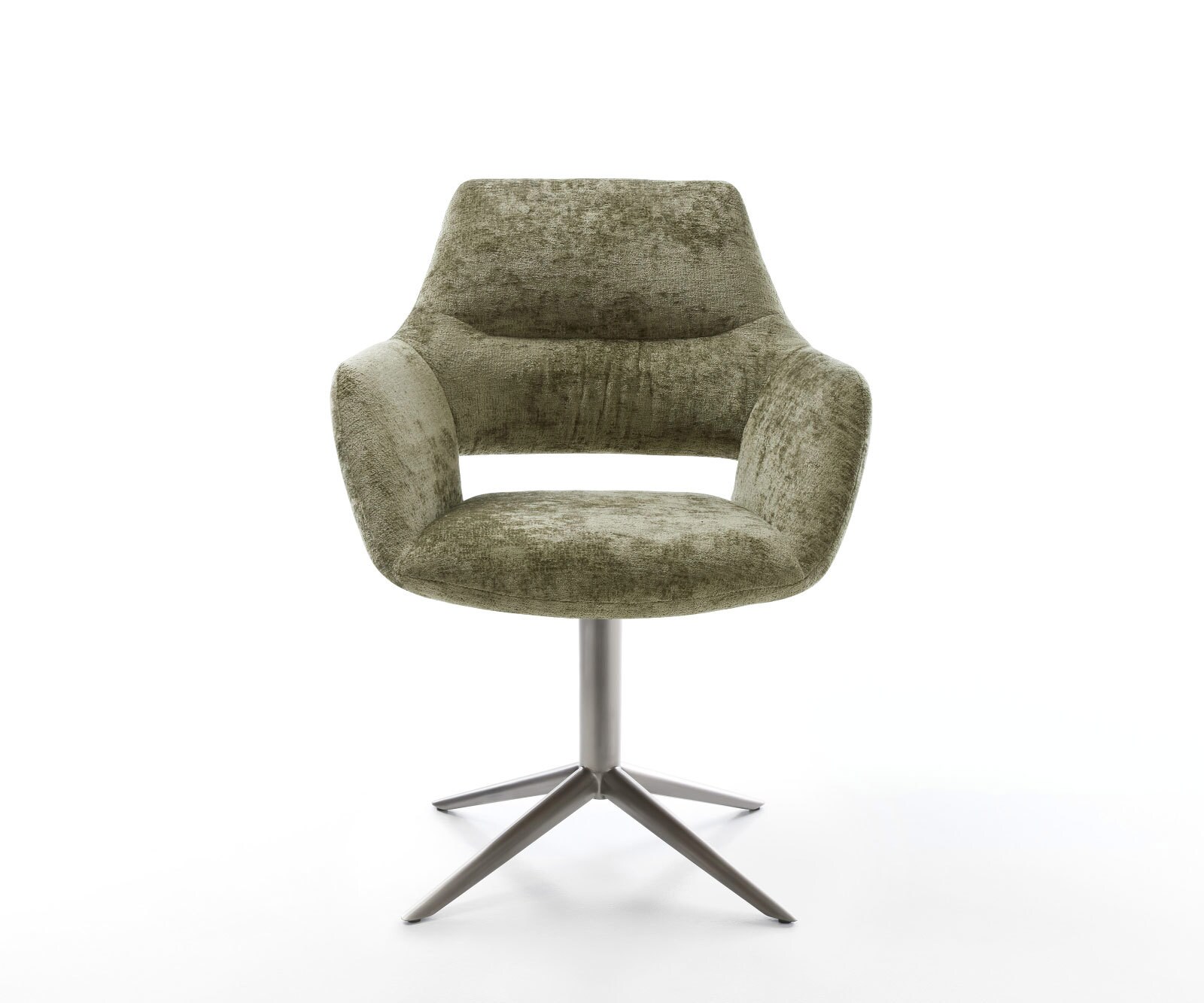 Draaistoel Yago-Flex met armleuning chenille olijfgroen kruispoot grafiet 360° draaibaar rocker-functie pocketveer kern 1