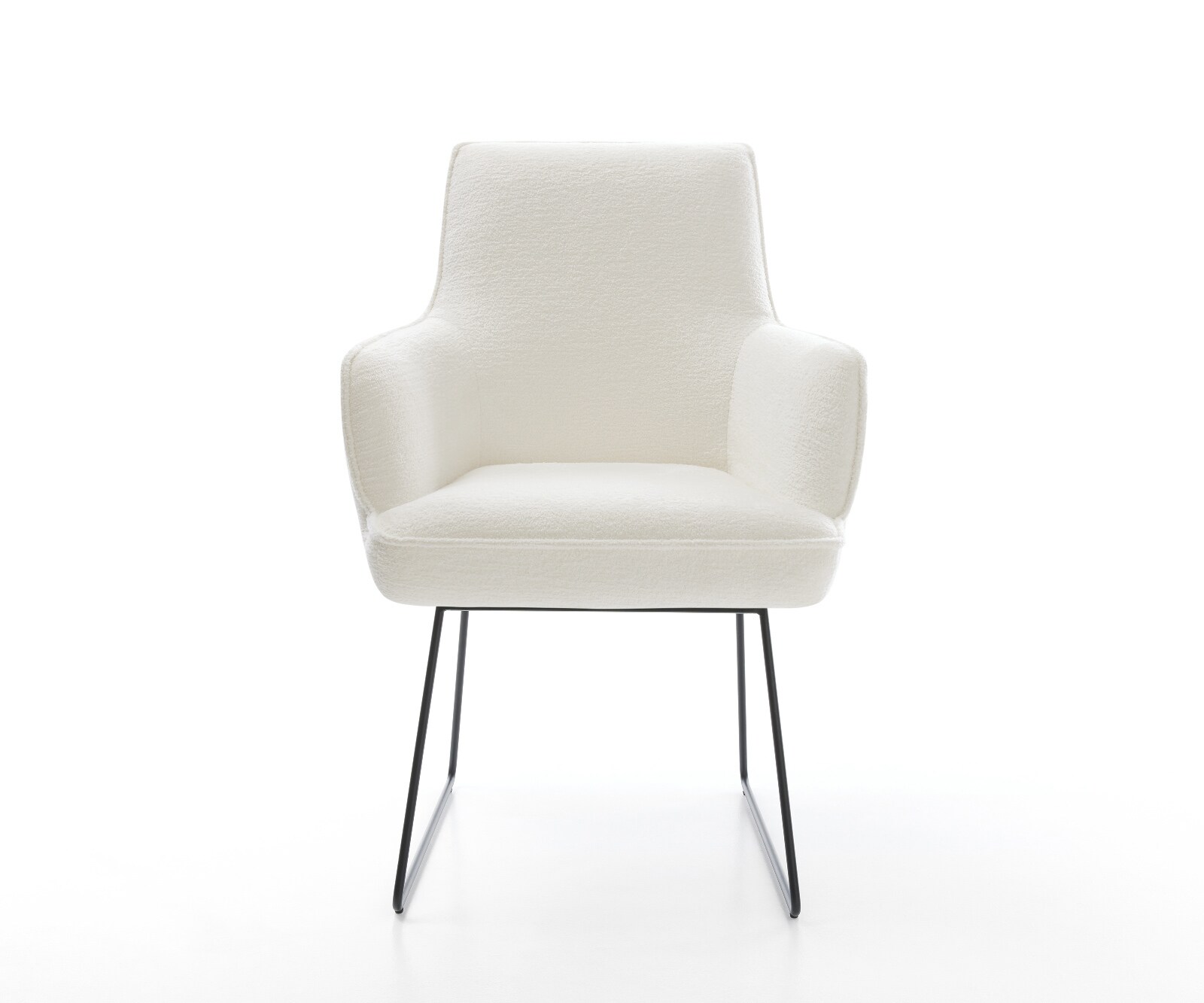 Eetkamerstoel Heira-Flex met armleuning bouclé zacht beige slipframe zwart pocketveer kern 2