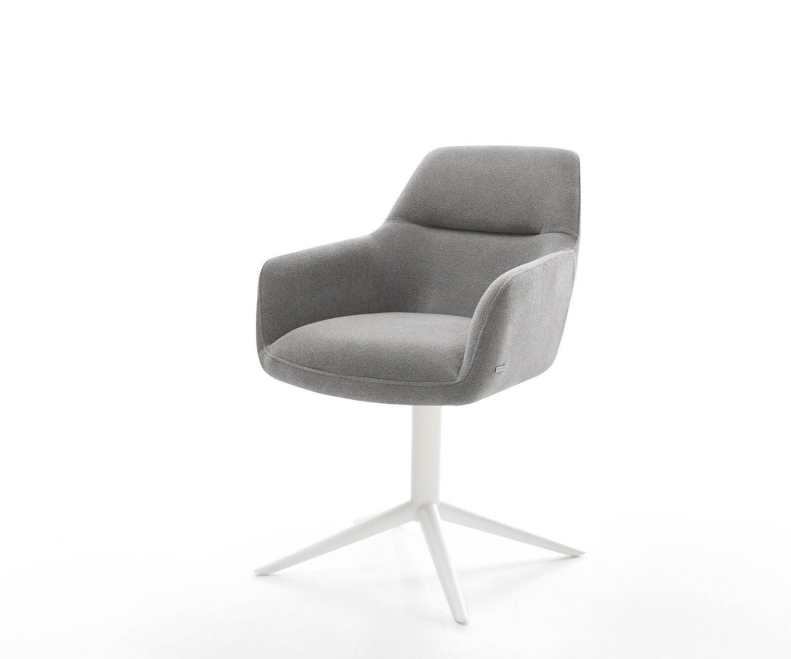 Draaistoel Pejo-Flex zachte stof met structuur grijs kruispoot wit 360° draaibaar rocker-functie pocketveer kern 1