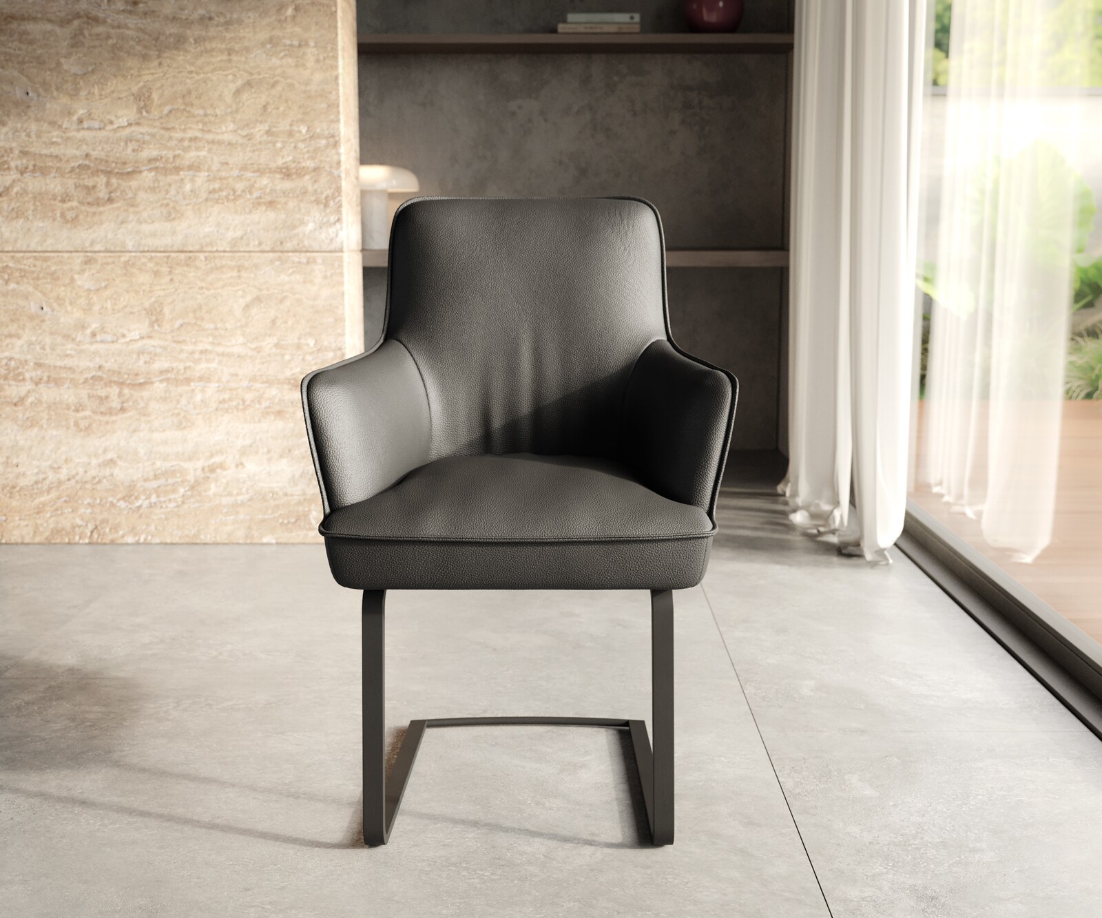 Sledemodel Heira-Flex met armleuning echt leer zwart sledemodel vlak zwart pocketveer kern 6 Sledemodel Heira-Flex met armleuning echt leer zwart sledemodel vlak zwart pocketveer kern 6