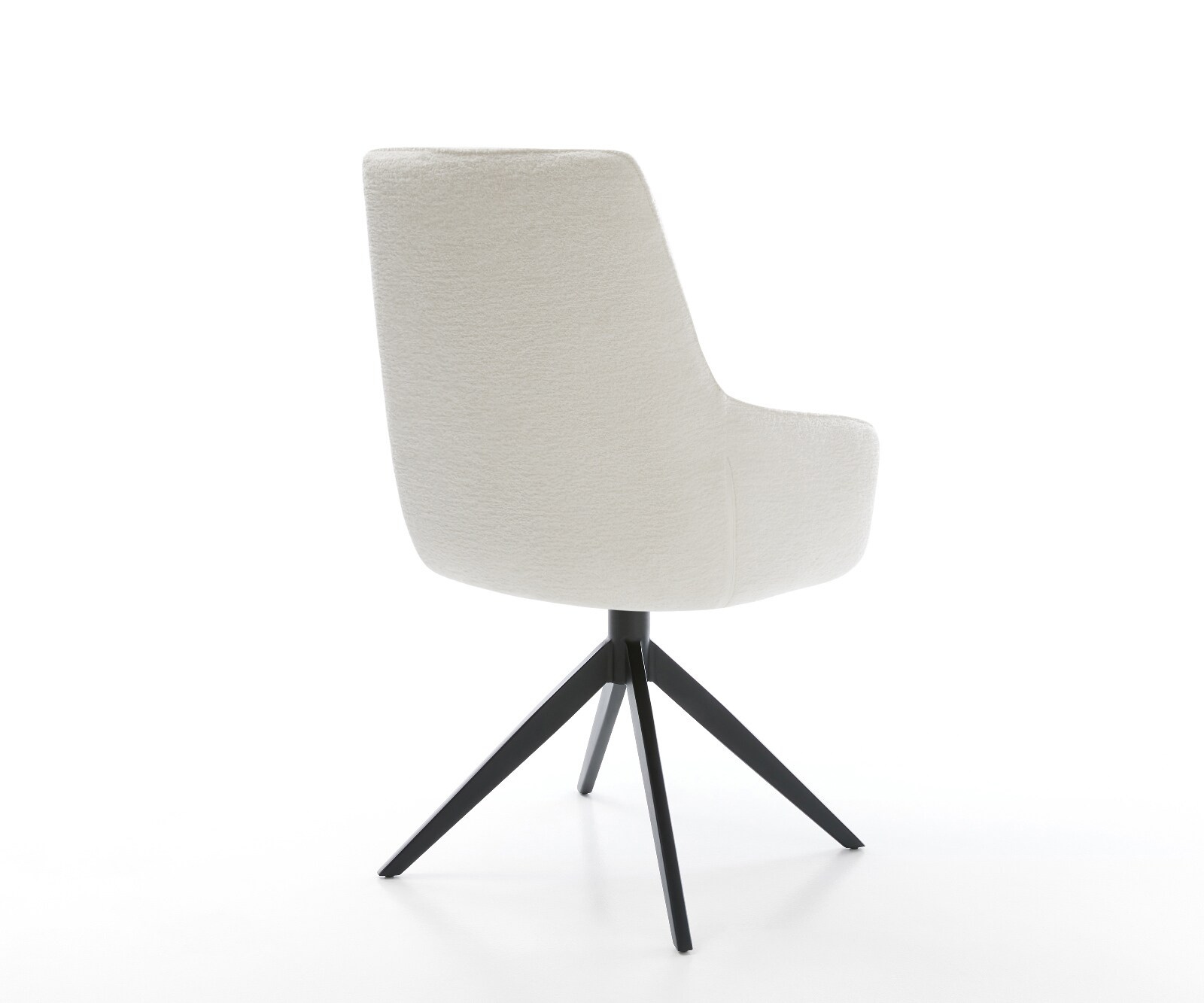 Draaistoel Zelia-Flex met armleuning bouclé zacht beige kruisframe breed zwart 360° draaibaar rocker-functie pocketveer kern 5
