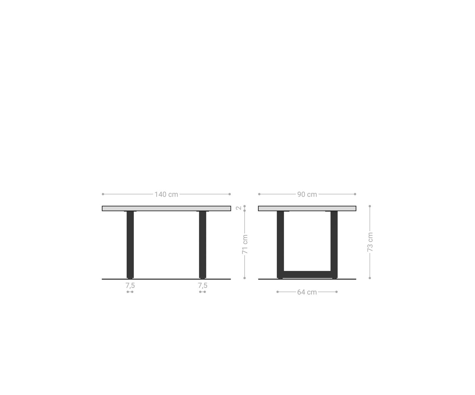 Eettafel Edge 140x90 acacia natuur roestvrijstaal smal Zwitserse rand 6 Eettafel Edge 140x90 acacia natuur roestvrijstaal smal Zwitserse rand 6