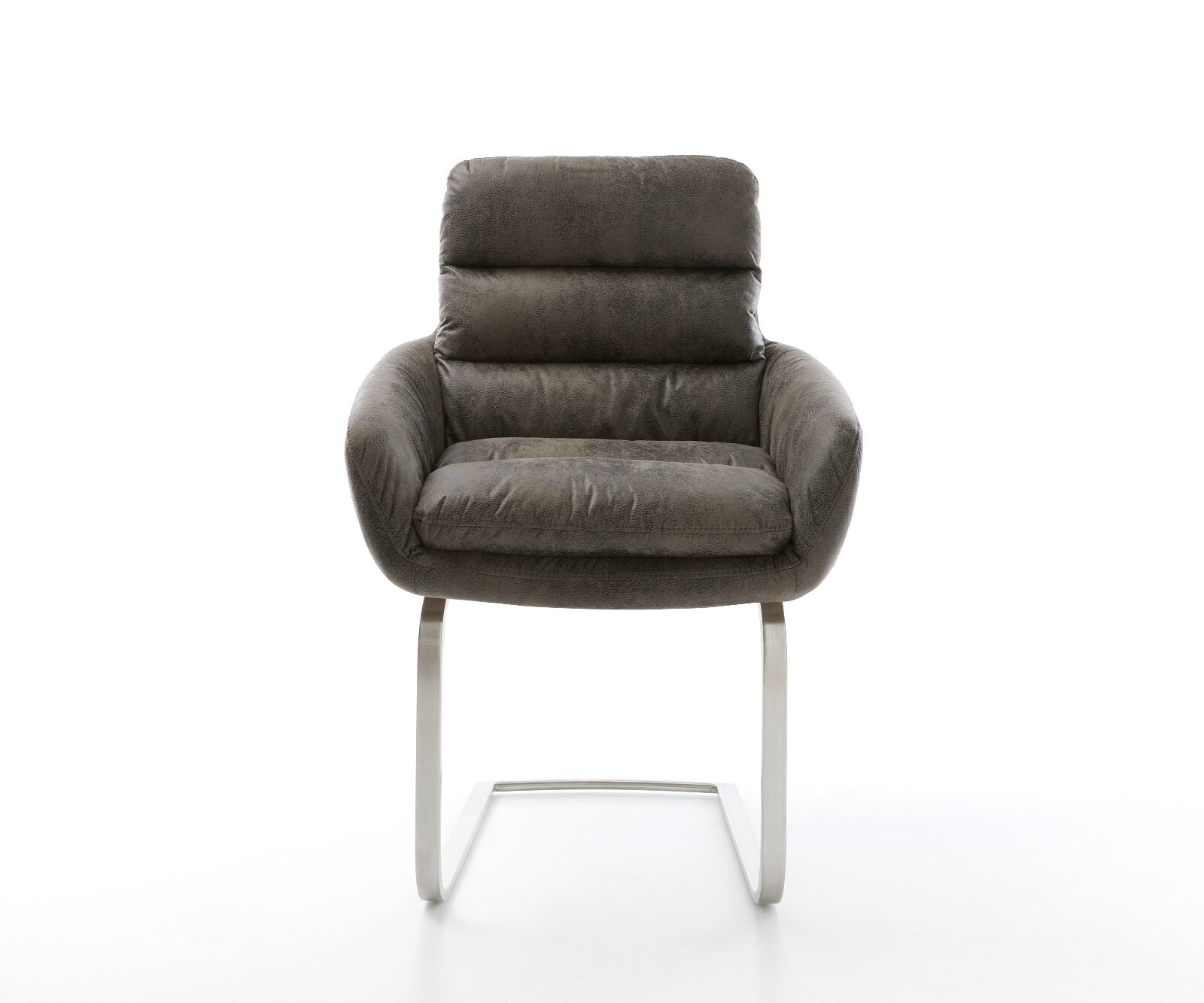 Sledemodel Abelia-Flex met armleuning microvelours grijs antiek sledemodel vlak roestvrij staal 1 Sledemodel Abelia-Flex met armleuning microvelours grijs antiek sledemodel vlak roestvrij staal 1