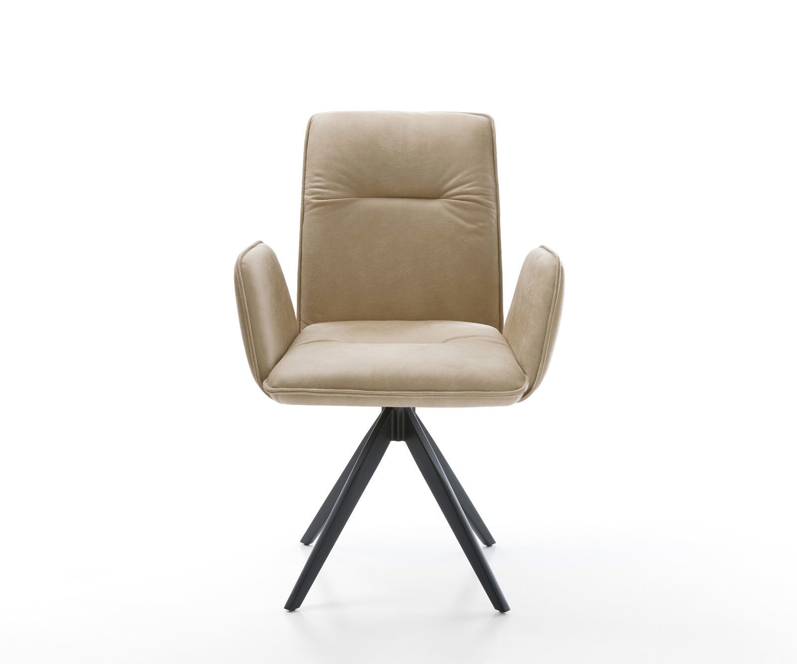 Eetkamerstoel Vinja-Flex microvelours beige vintage kruisframe hoekig zwart 1