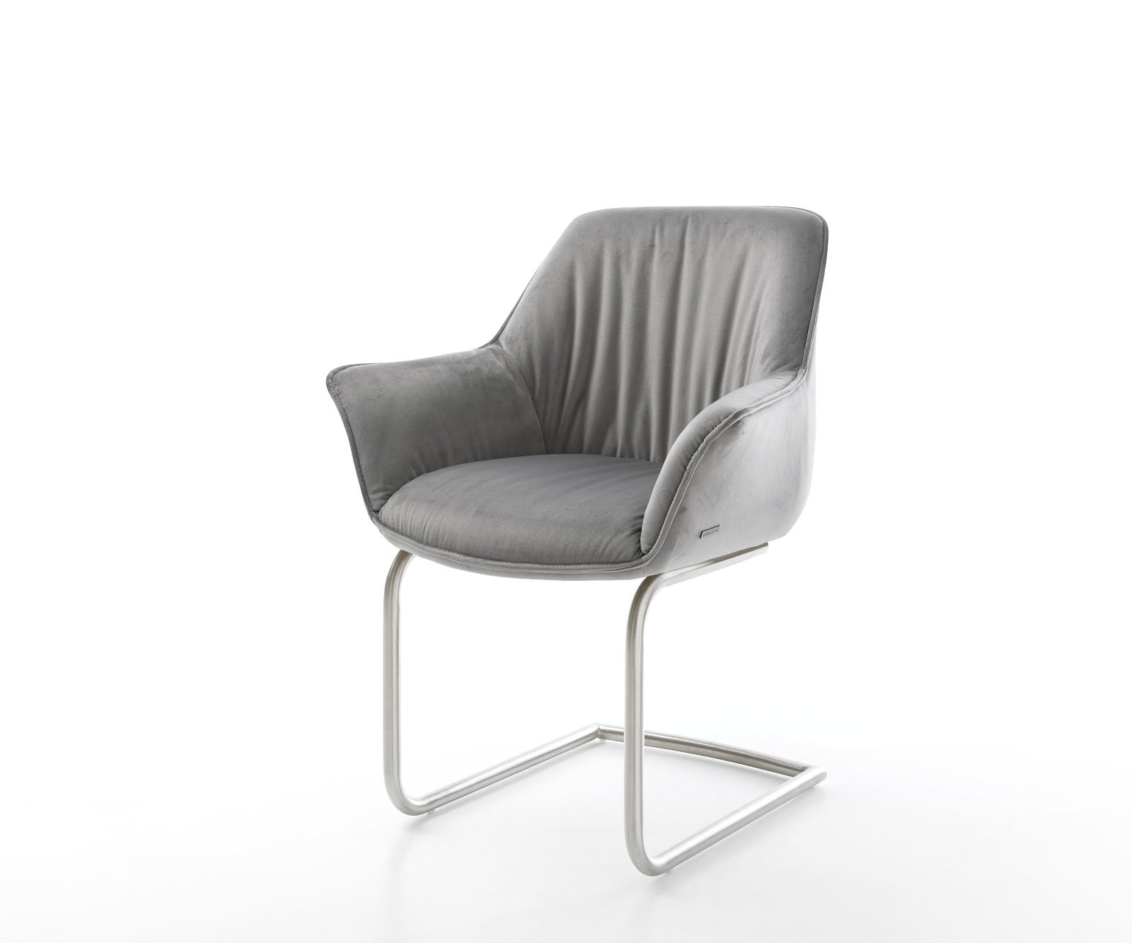 Sledemodel Keila-Flex met armleuning fluweel grijs sledemodel rond roestvrij staal 1