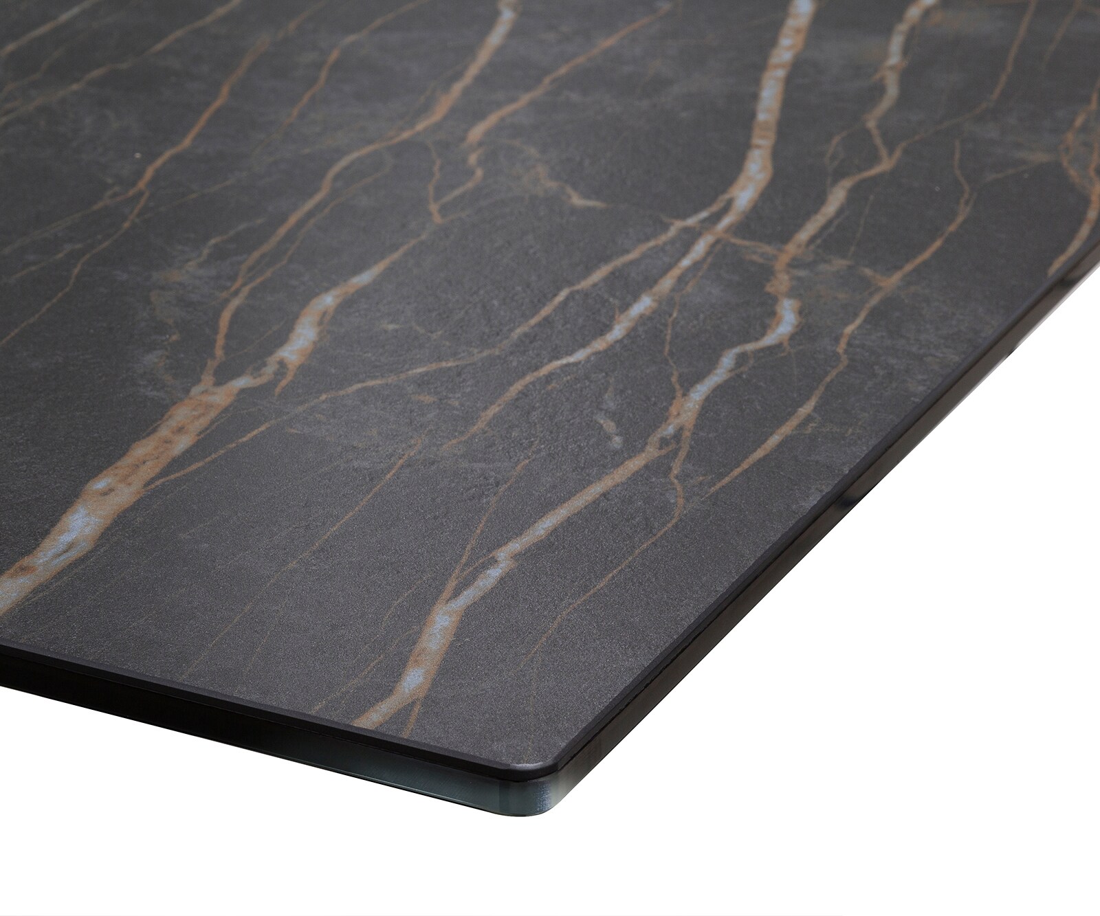 Eettafel Edge 200x100cm Laminam® keramiek bruin middenpoot vlak staal zilver 4