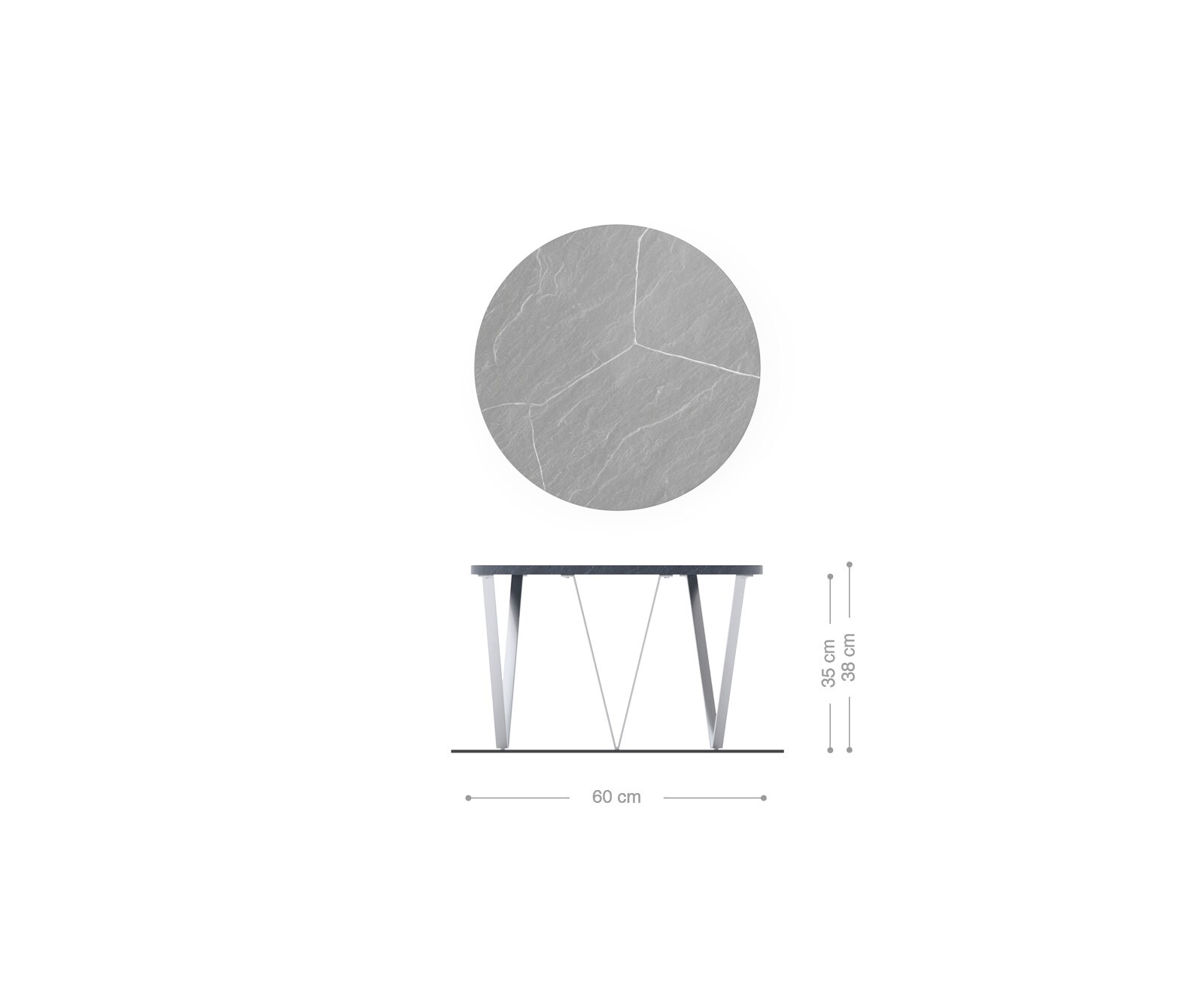 Salontafel Luminoso 60x60 cm marmer wit met metalen frame 3