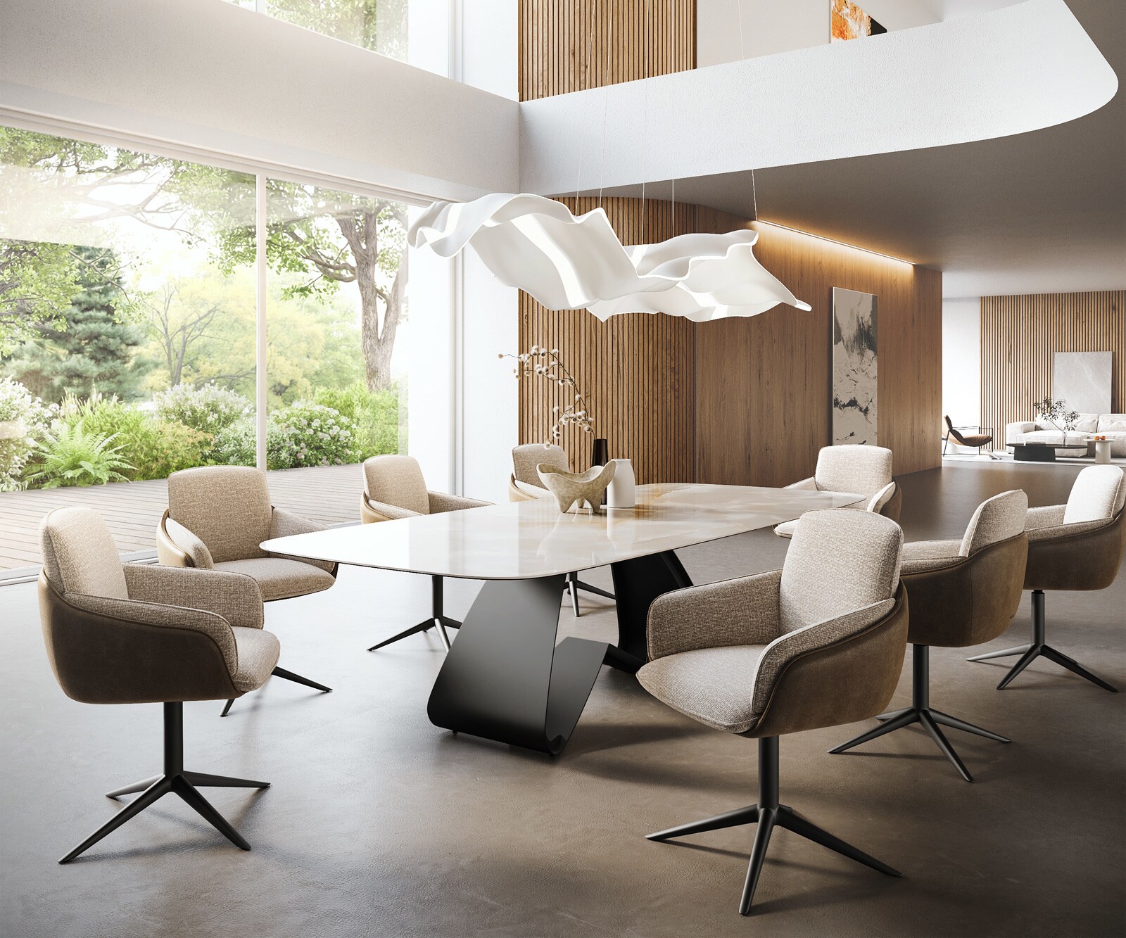 Eetkamertafel Edge Boot 270x120 cm Keramiek Iris FMG Onice Grigio W-onderstel Metaal Zwart 7